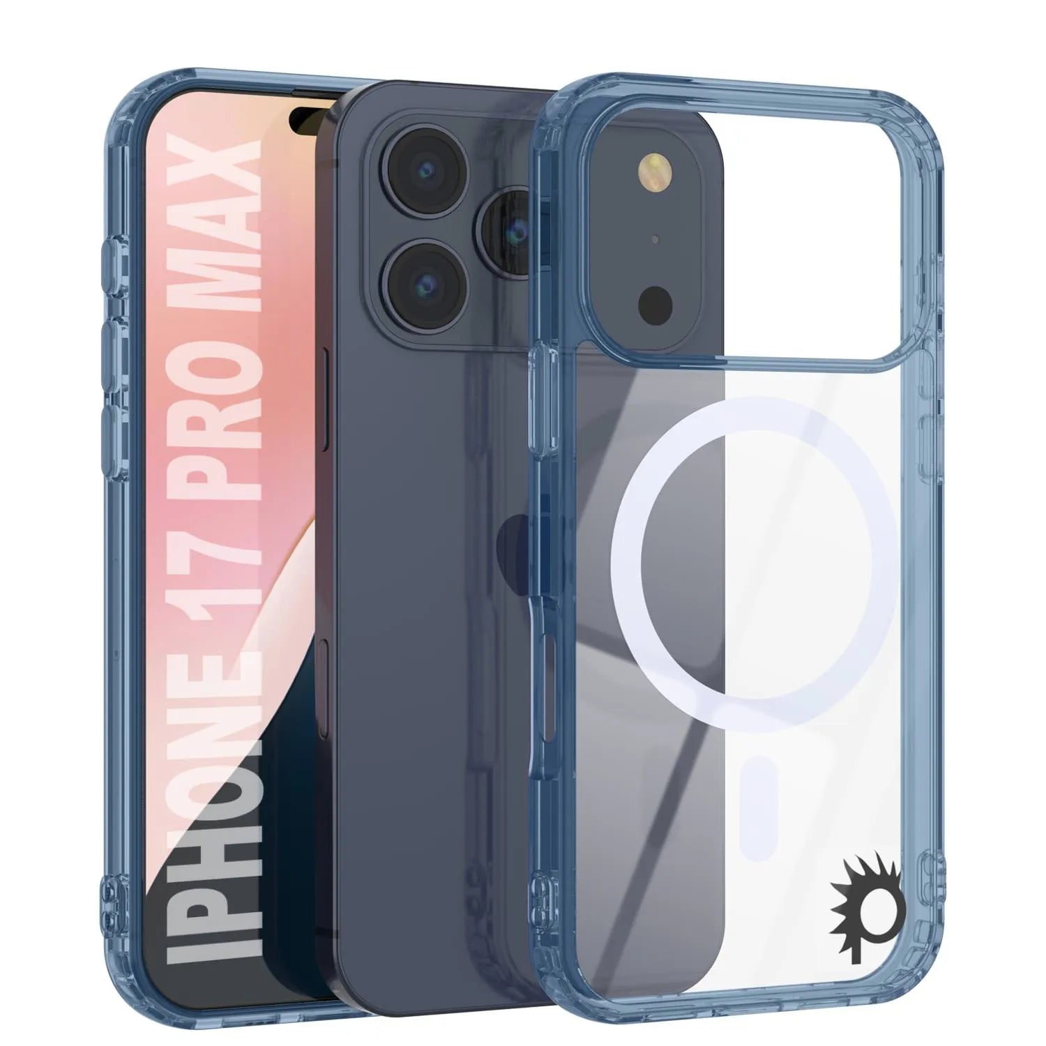 Punkcase iPhone 17 Pro Max Magnetic Wireless Charging Case [ClearMag Series][Navy]