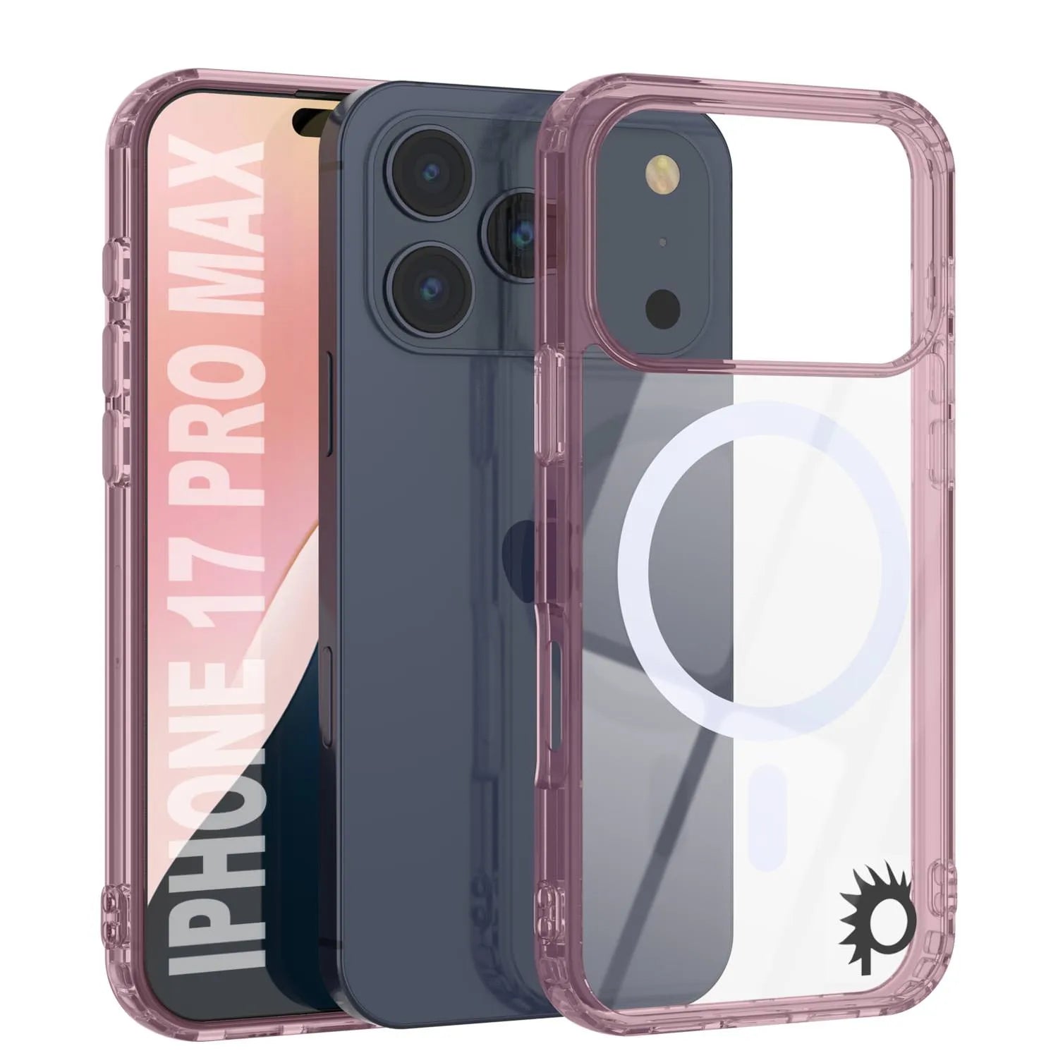 Punkcase iPhone 17 Pro Max Magnetic Wireless Charging Case [ClearMag Series][Rose]