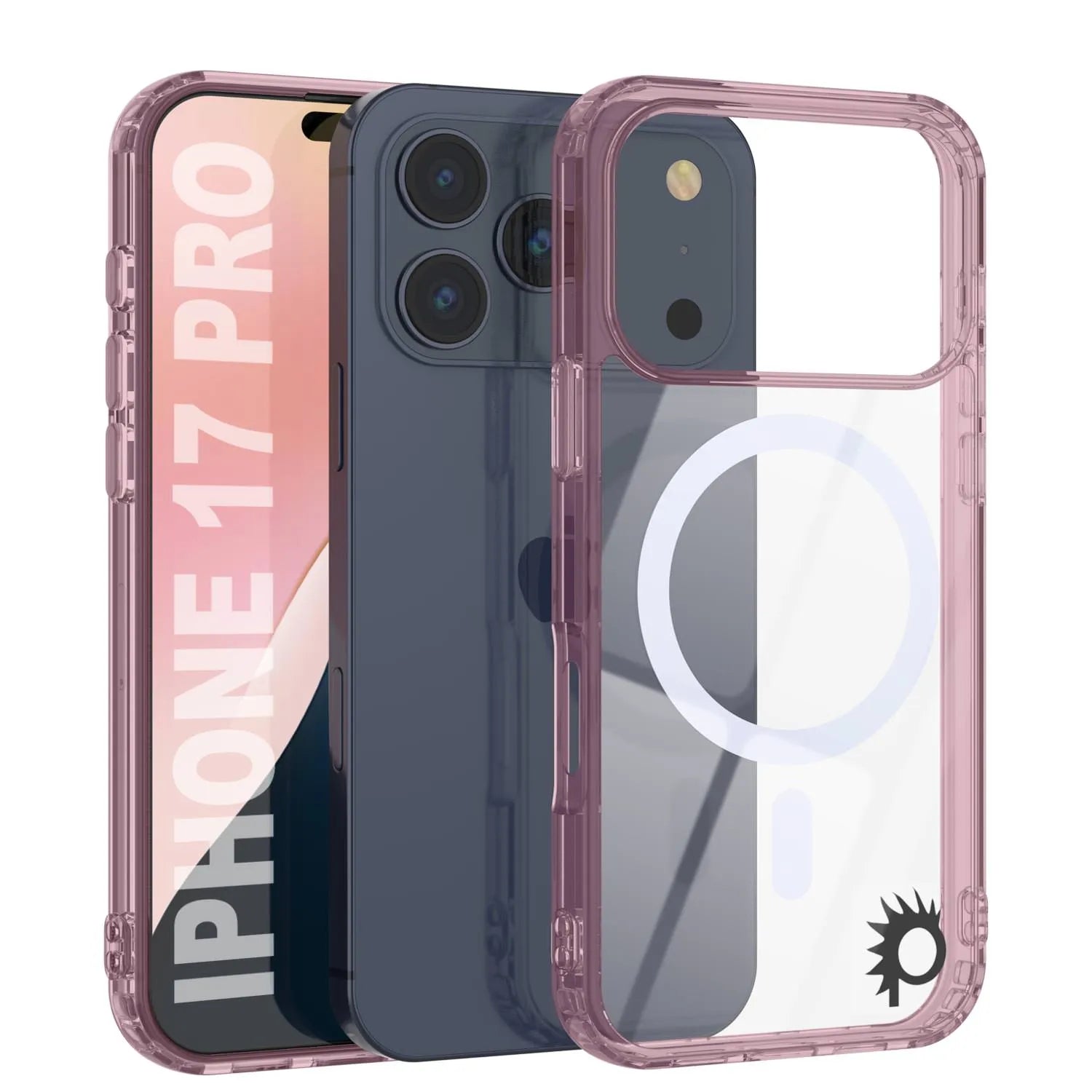 Punkcase iPhone 17 Pro Magnetic Wireless Charging Case [ClearMag Series][Rose]