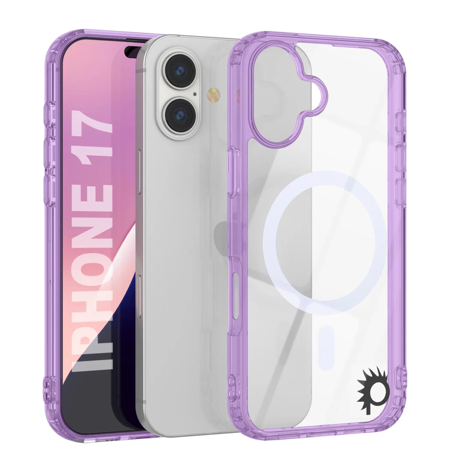 Punkcase iPhone 17 Magnetic Wireless Charging Case [ClearMag Series][Purple]
