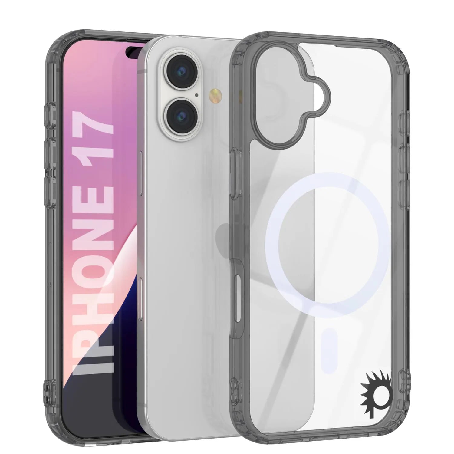 Punkcase iPhone 17 Magnetic Wireless Charging Case [ClearMag Series][Black]