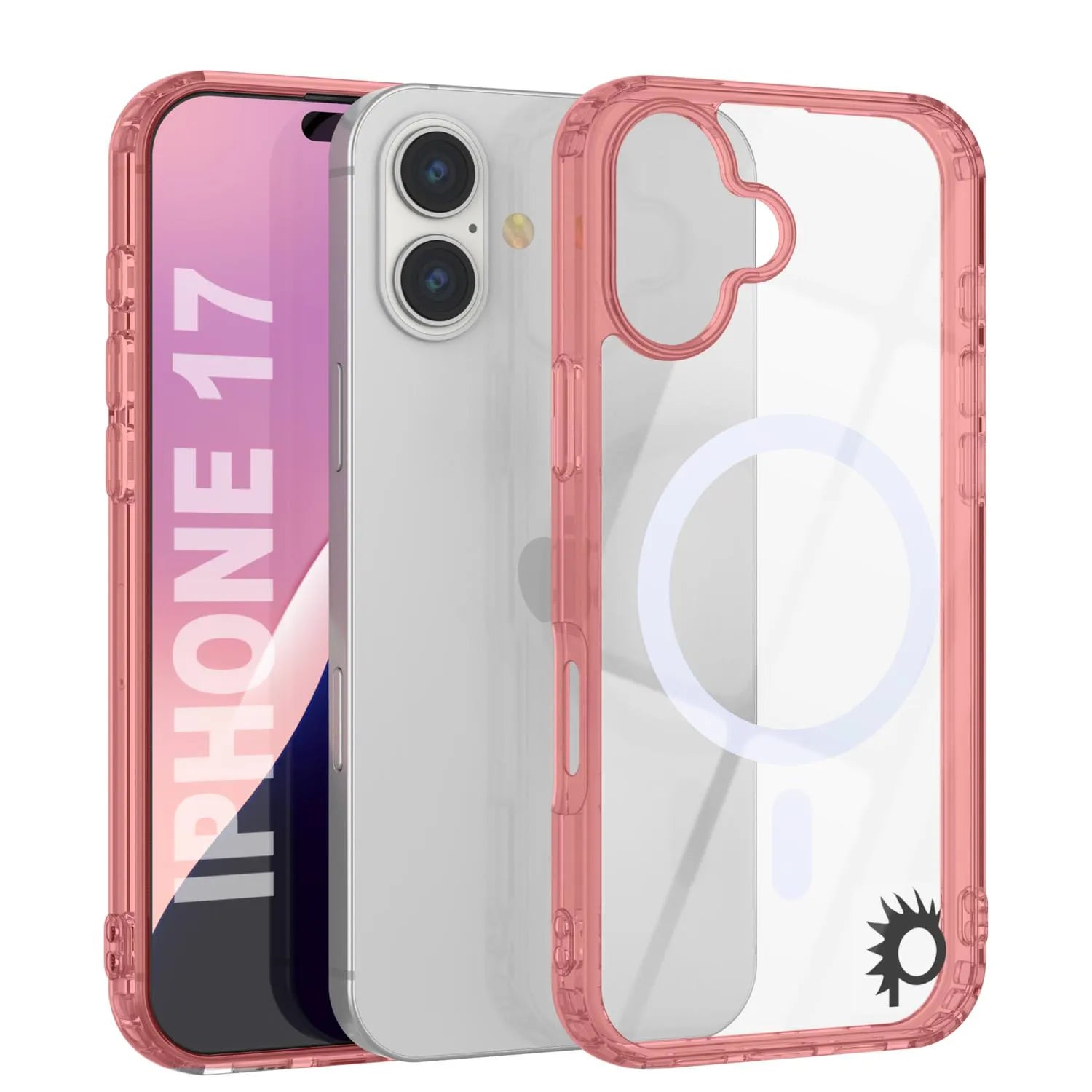 Punkcase iPhone 17 Magnetic Wireless Charging Case [ClearMag Series][Red]