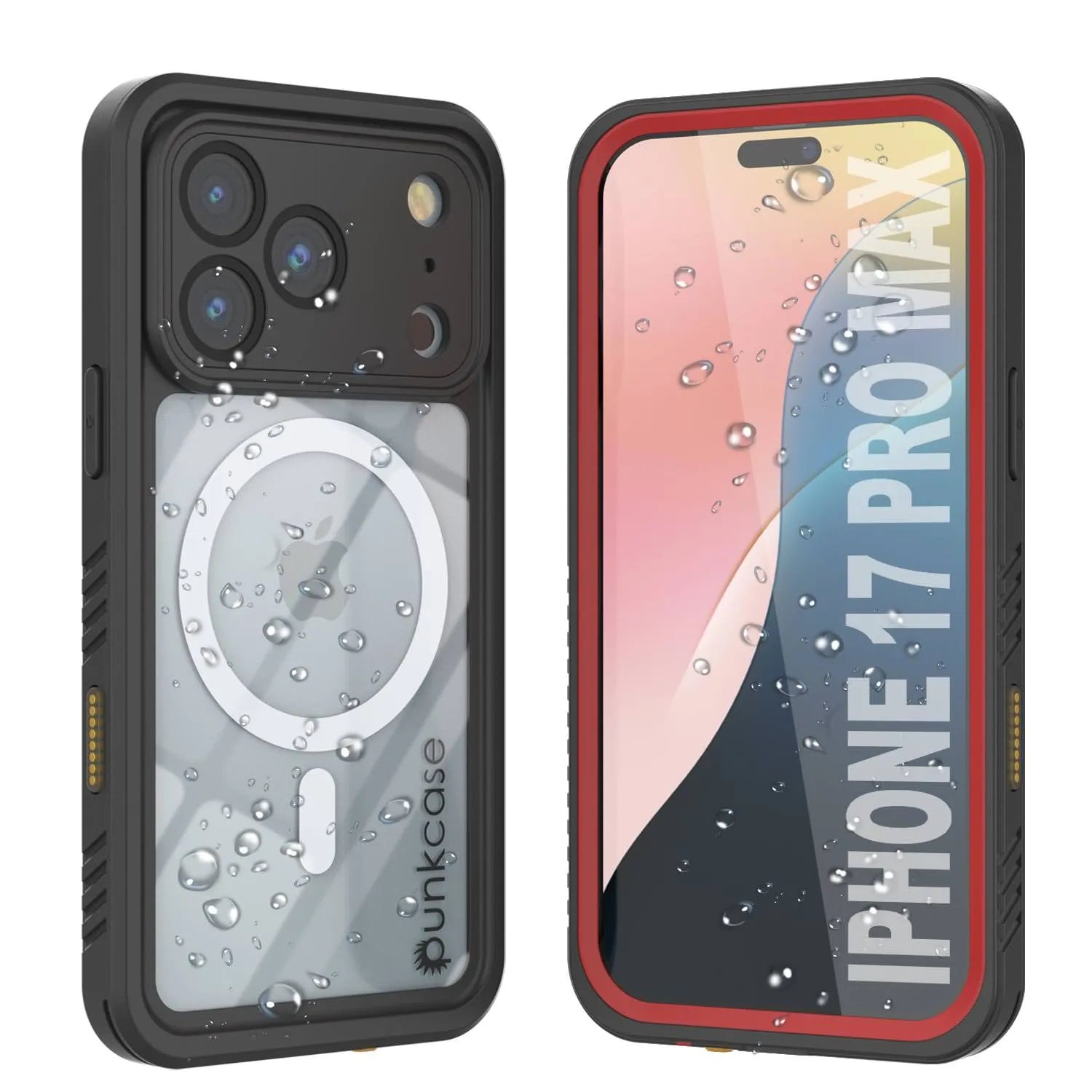 iPhone 17 Pro Max Waterproof Case, Punkcase [Extreme Series] Armor Cover W/ Built In Screen Protector [Red]