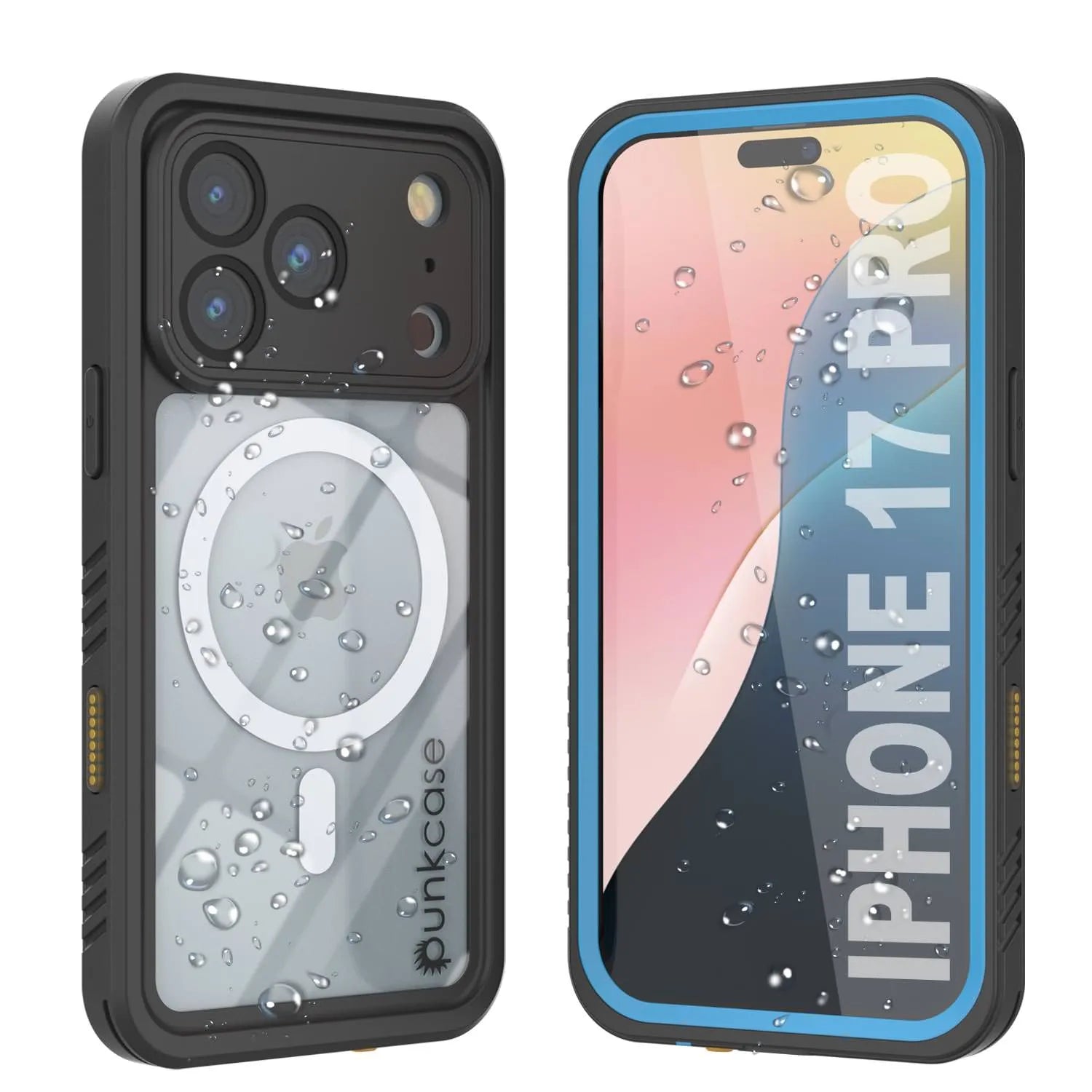 iPhone 17 Pro Waterproof Case, Punkcase [Extreme Series] Armor Cover W/ Built In Screen Protector [Light Blue]