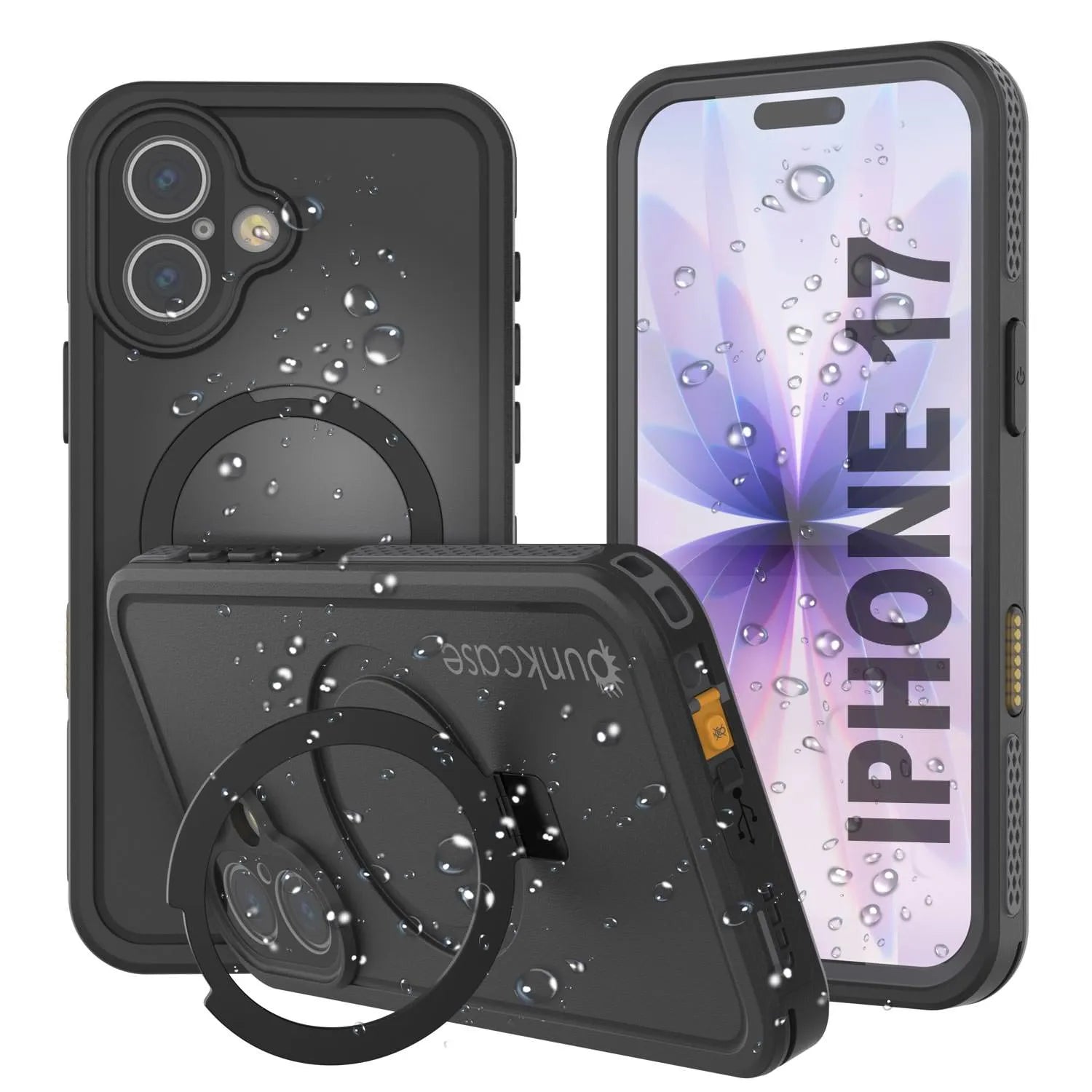 iPhone 17 Waterproof Case [Kickstud 2.0 Series] Protective IP68 Cover W/Screen Protector & Kickstand [Grey]