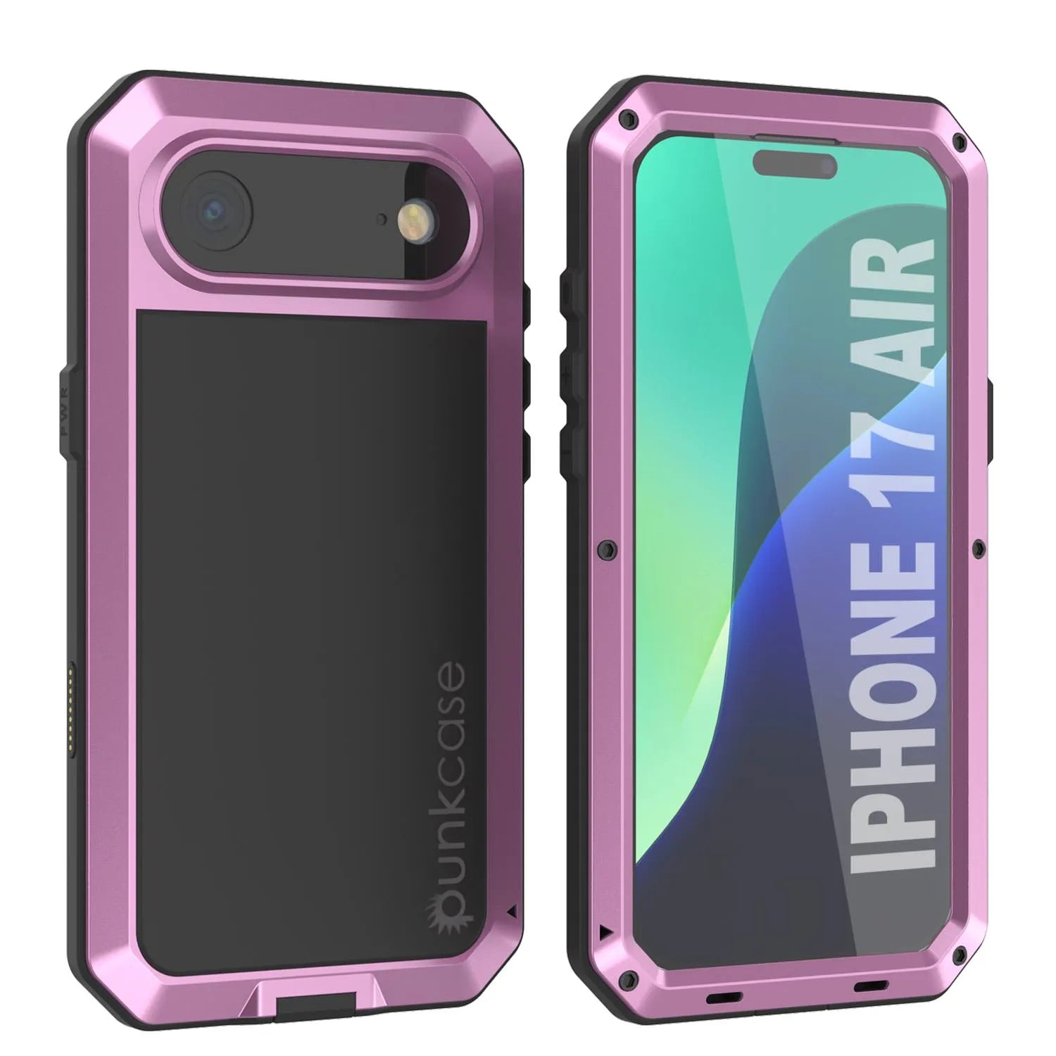 iPhone 17 Air Metal Case, Heavy Duty Military Grade Armor Cover [shock proof] Full Body Hard [Pink]