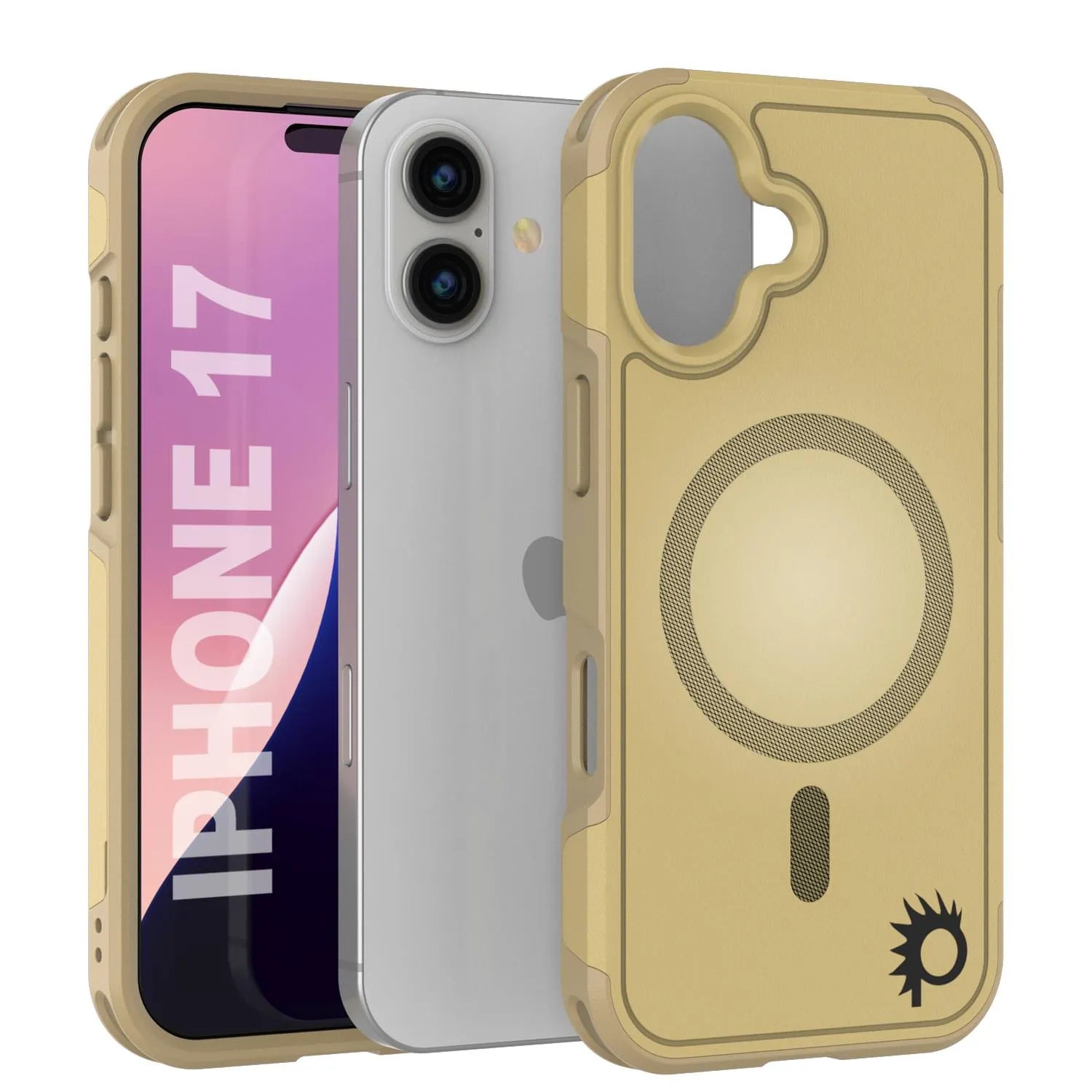 PunkCase iPhone 17 Case, [Spartan 2.0 Series] Clear Rugged Heavy Duty Cover W/Built in Screen Protector [yellow]