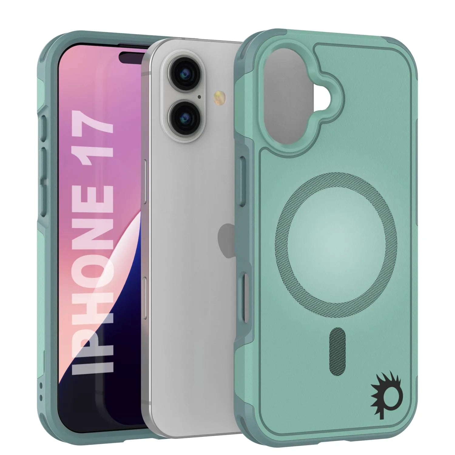PunkCase iPhone 17 Case, [Spartan 2.0 Series] Clear Rugged Heavy Duty Cover W/Built in Screen Protector [teal]