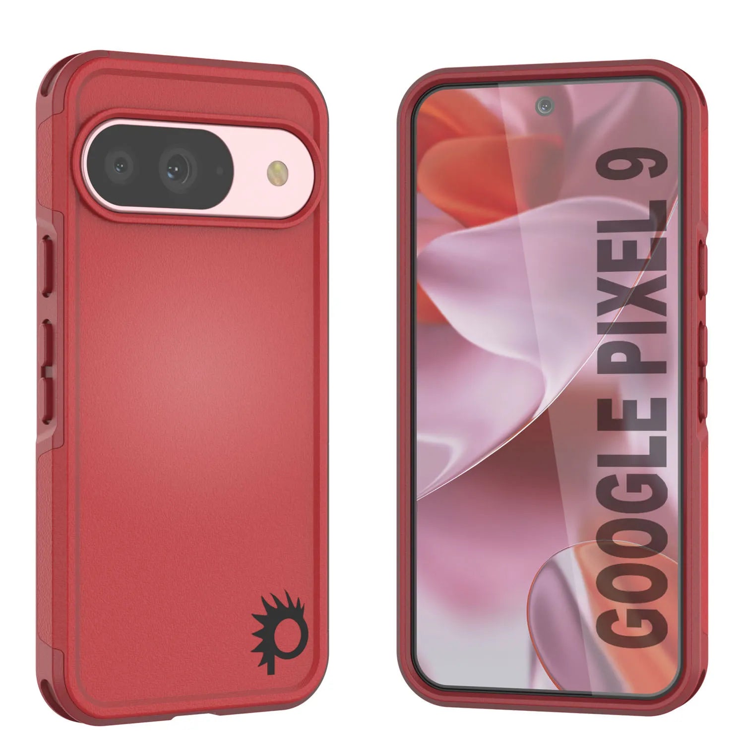 PunkCase Google Pixel 9 Case, [Spartan 2.0 Series] Clear Rugged Heavy Duty Cover W/Built in Screen Protector [Red]