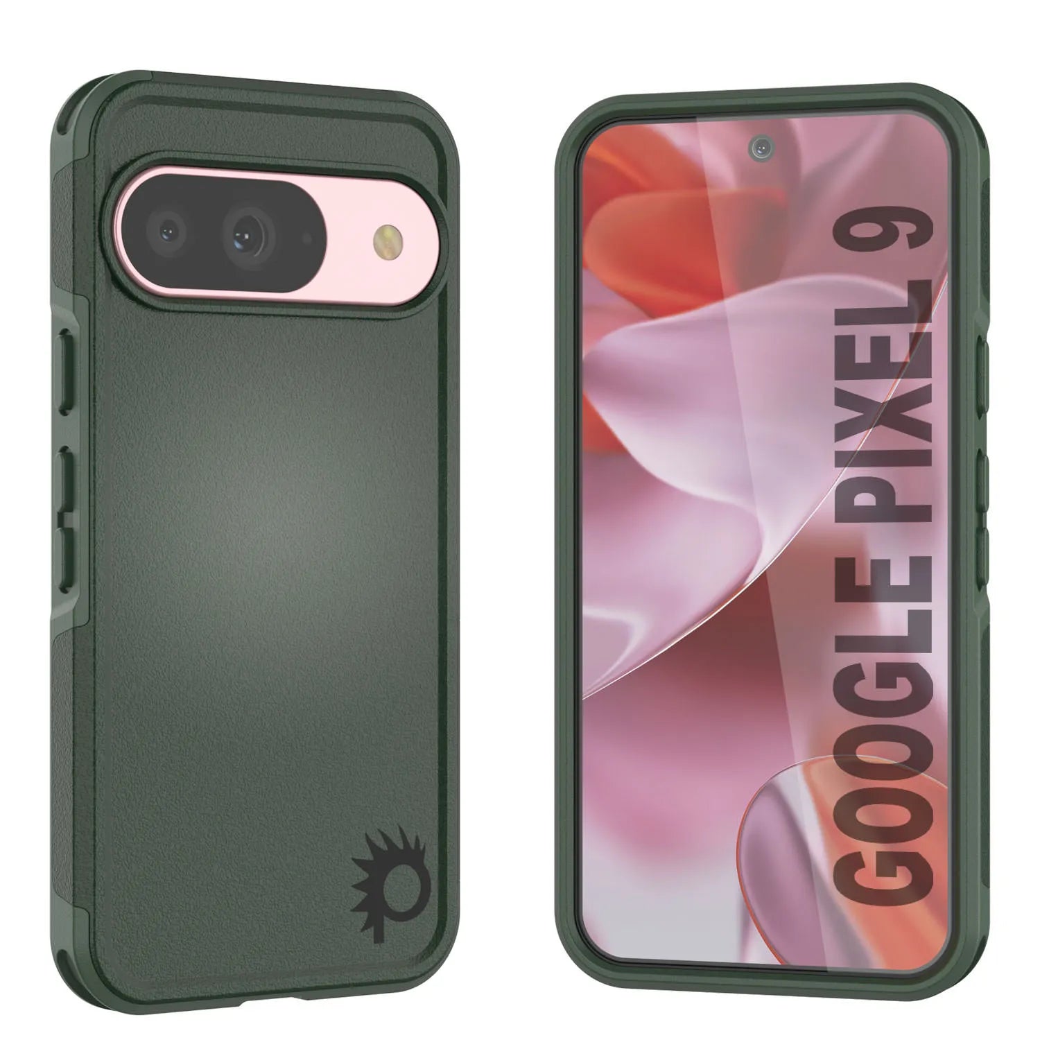 PunkCase Google Pixel 9 Case, [Spartan 2.0 Series] Clear Rugged Heavy Duty Cover W/Built in Screen Protector [Dark Green]