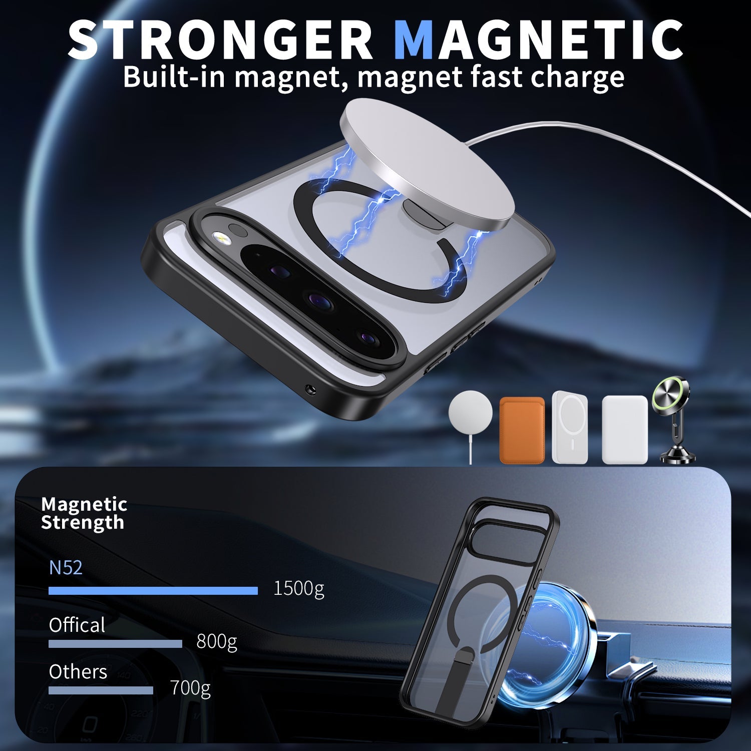 Google Pixel 10 Pro XL Lucid 3.0 Clear Protective Cover w/ Magnetic Wireless Charging