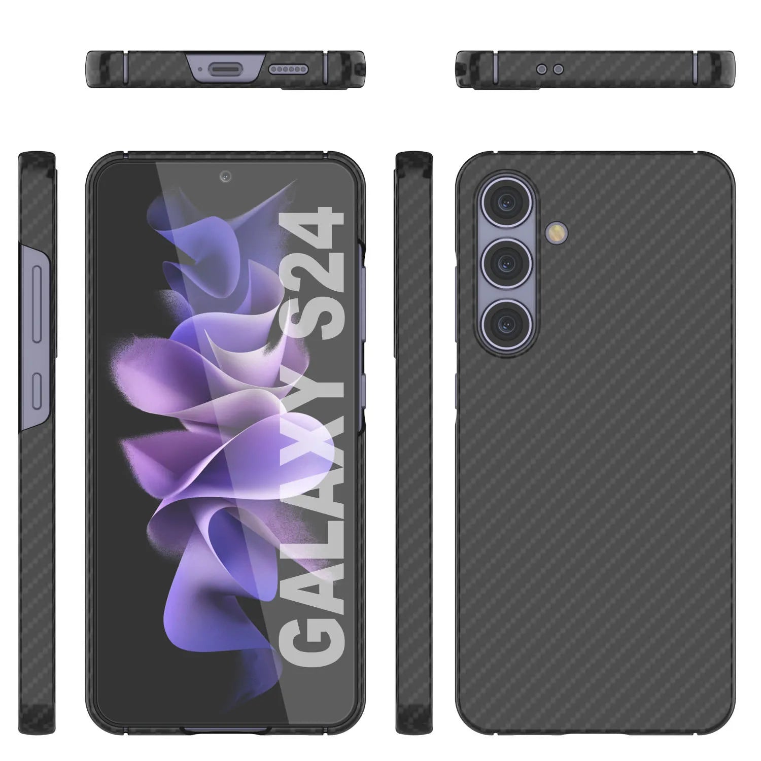 Galaxy S24 Case, Punkcase CarbonShield, Heavy Duty & Ultra Thin Cover [shockproof][non slip] [Black]
