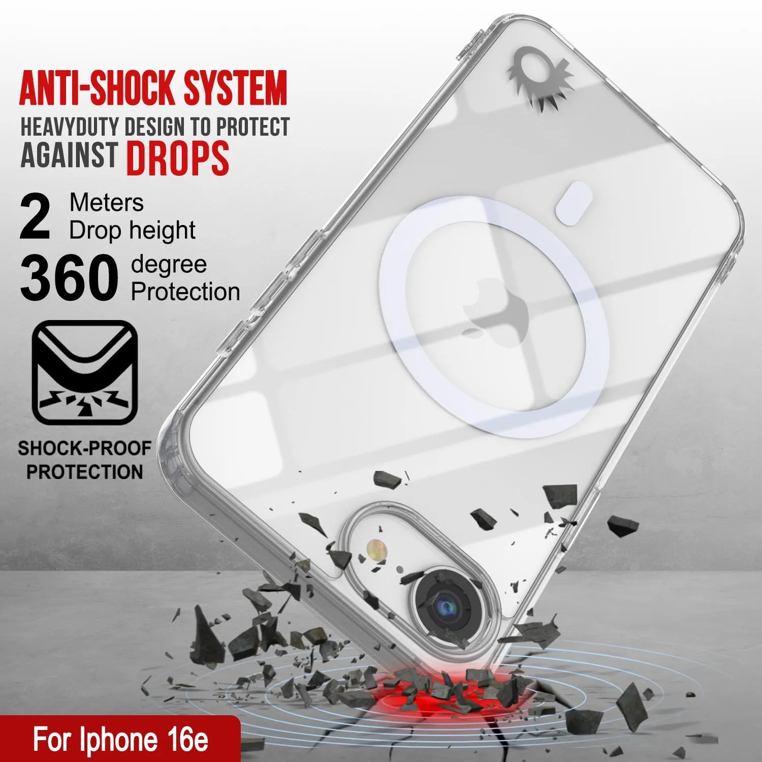 Punkcase iPhone 16e Magnetic Wireless Charging Case [ClearMag Series][Clear]