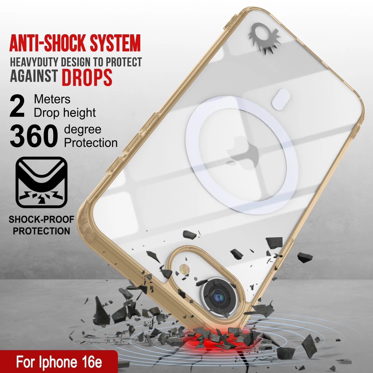 Punkcase iPhone 16e Magnetic Wireless Charging Case [ClearMag Series][Gold]