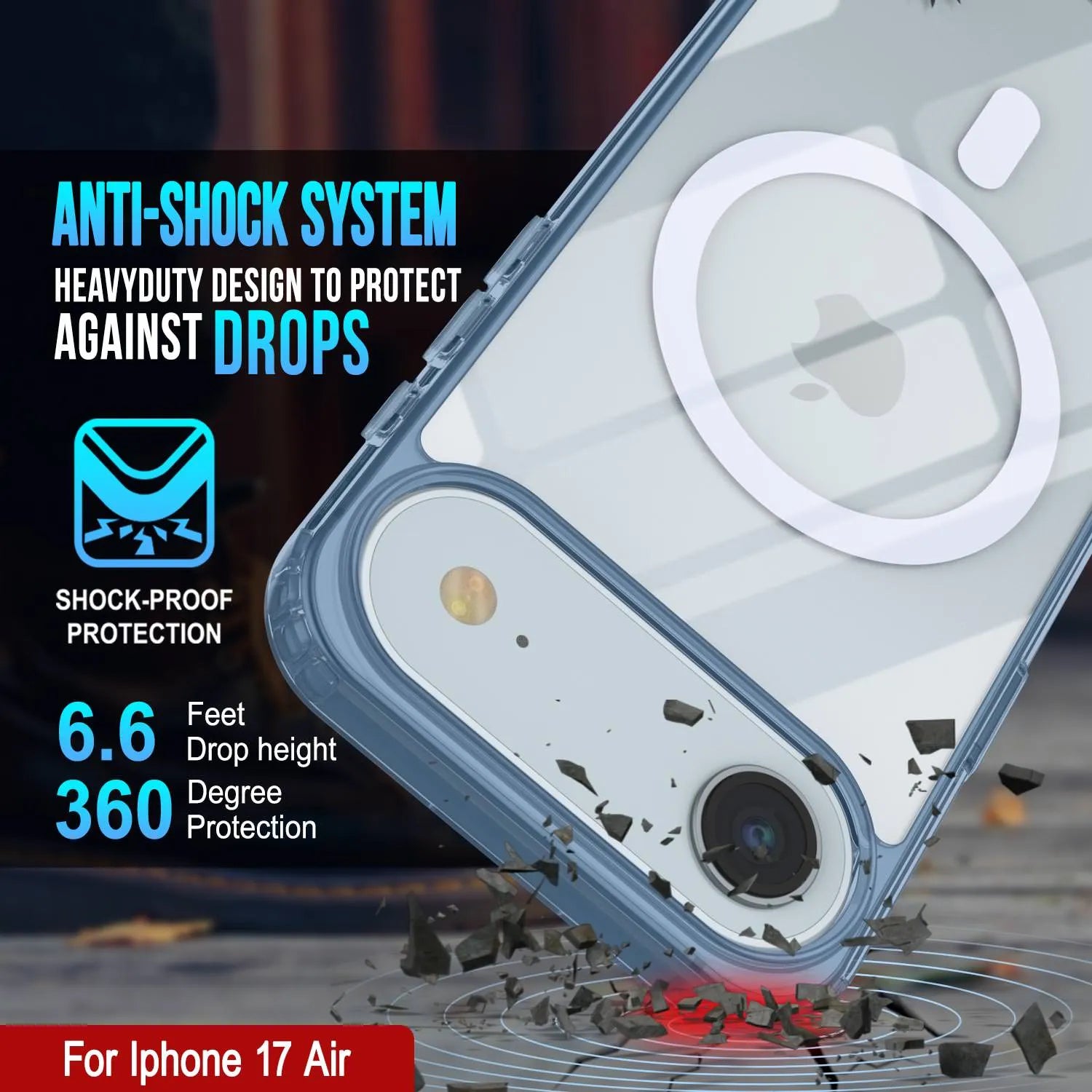 Punkcase iPhone 17 Air Magnetic Wireless Charging Case [ClearMag Series][Navy]