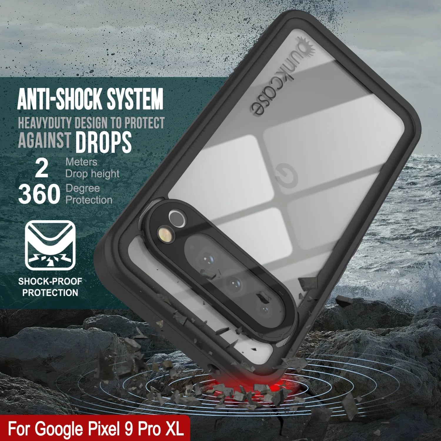 Google Pixel 9 Pro XL Waterproof Case, Punkcase [Extreme Series] Armor Cover W/ Built In Screen Protector [White]