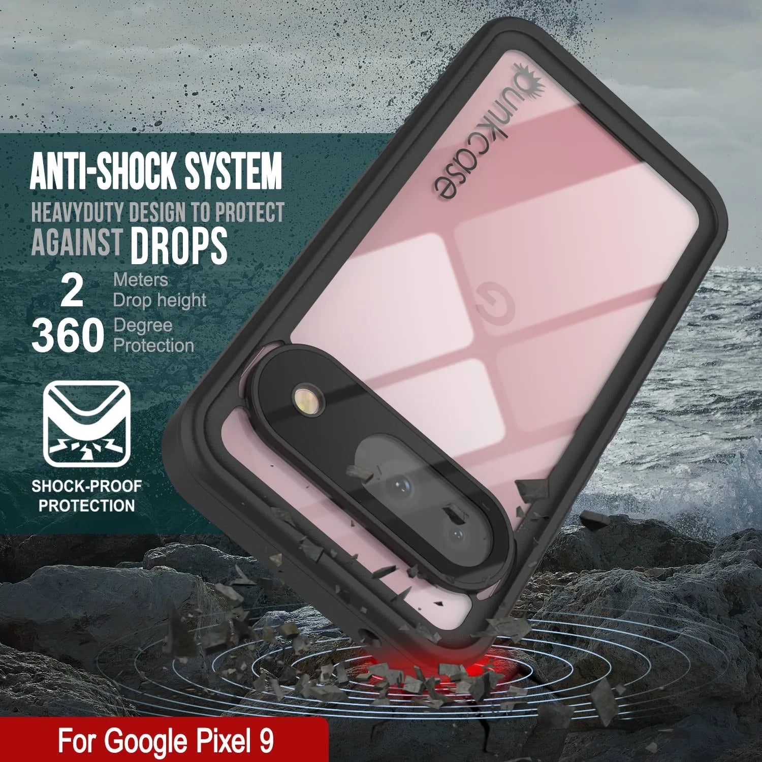Google Pixel 9  Waterproof Case, Punkcase [Extreme Series] Armor Cover W/ Built In Screen Protector [Navy Blue]