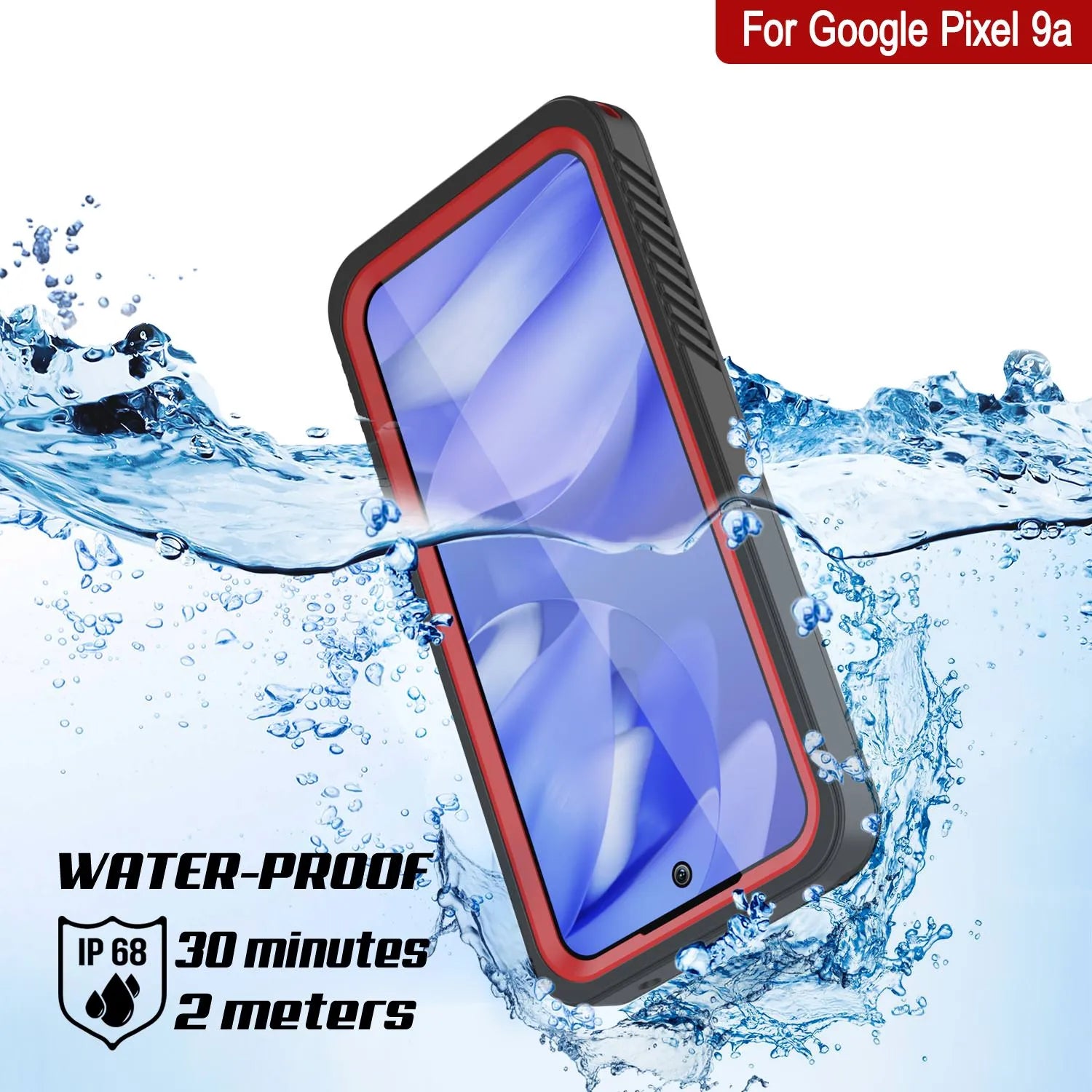 Google Pixel 9a Waterproof Case, Punkcase [Extreme Series] Armor Cover W/ Built In Screen Protector [Red]