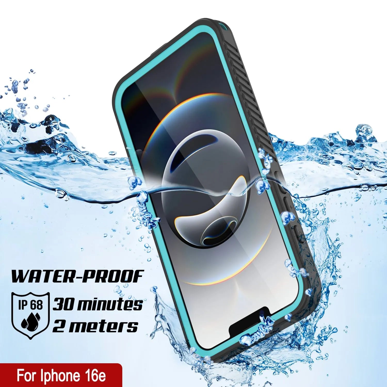 iPhone 16e Waterproof Case, Punkcase [Extreme Series] Armor Cover W/ Built In Screen Protector [Teal]