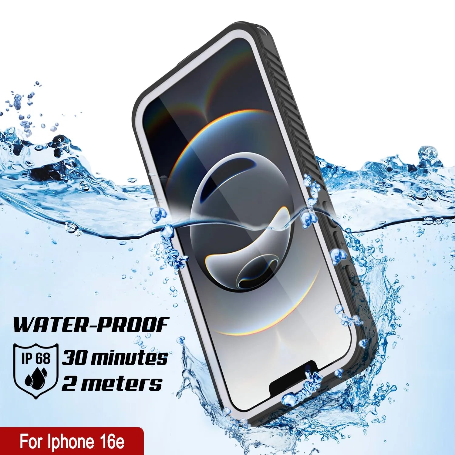 iPhone 16e  Waterproof Case, Punkcase [Extreme Mag Series] Armor Cover W/ Built In Screen Protector [White]