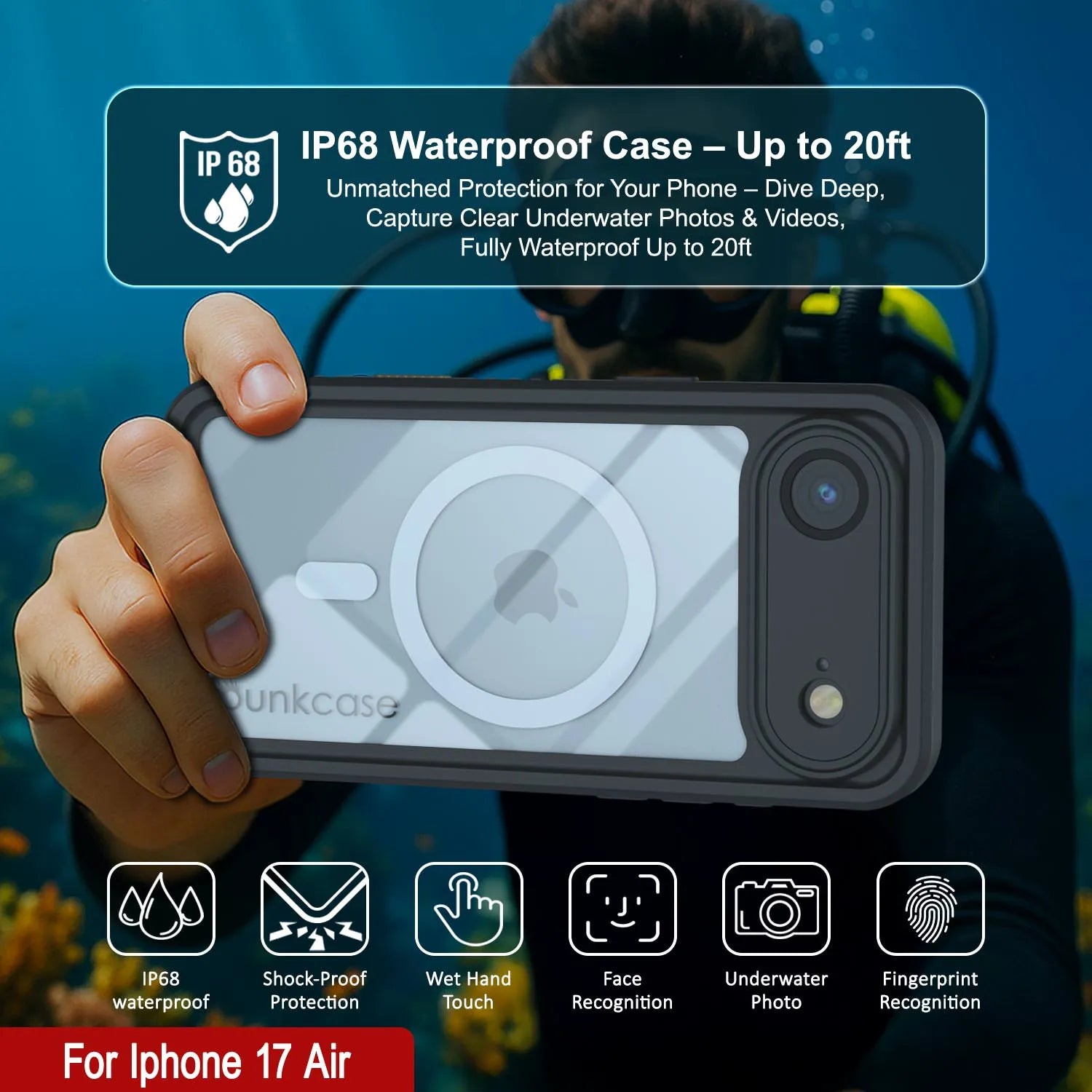 iPhone 17 Air Waterproof Case, Punkcase [Extreme Series] Armor Cover W/ Built In Screen Protector [Light Green]
