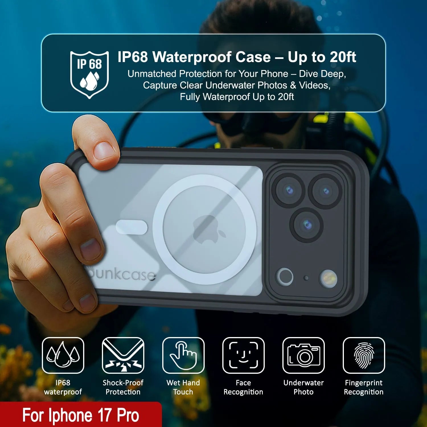 iPhone 17 Pro Waterproof Case, Punkcase [Extreme Mag Series] Armor Cover W/ Built In Screen Protector [Purple]