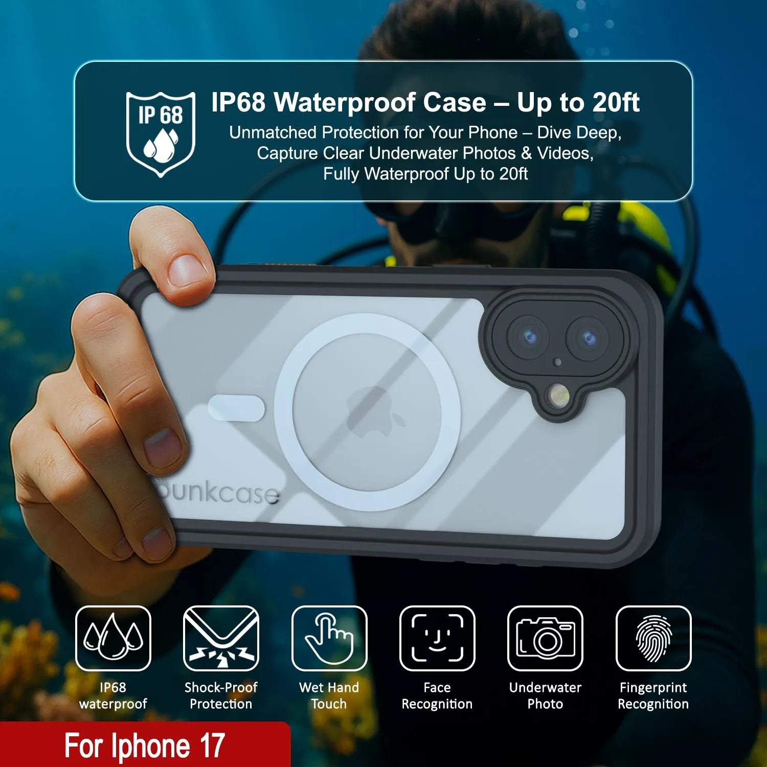 iPhone 17 Waterproof Case, Punkcase [Extreme Series] Armor Cover W/ Built In Screen Protector [Teal]