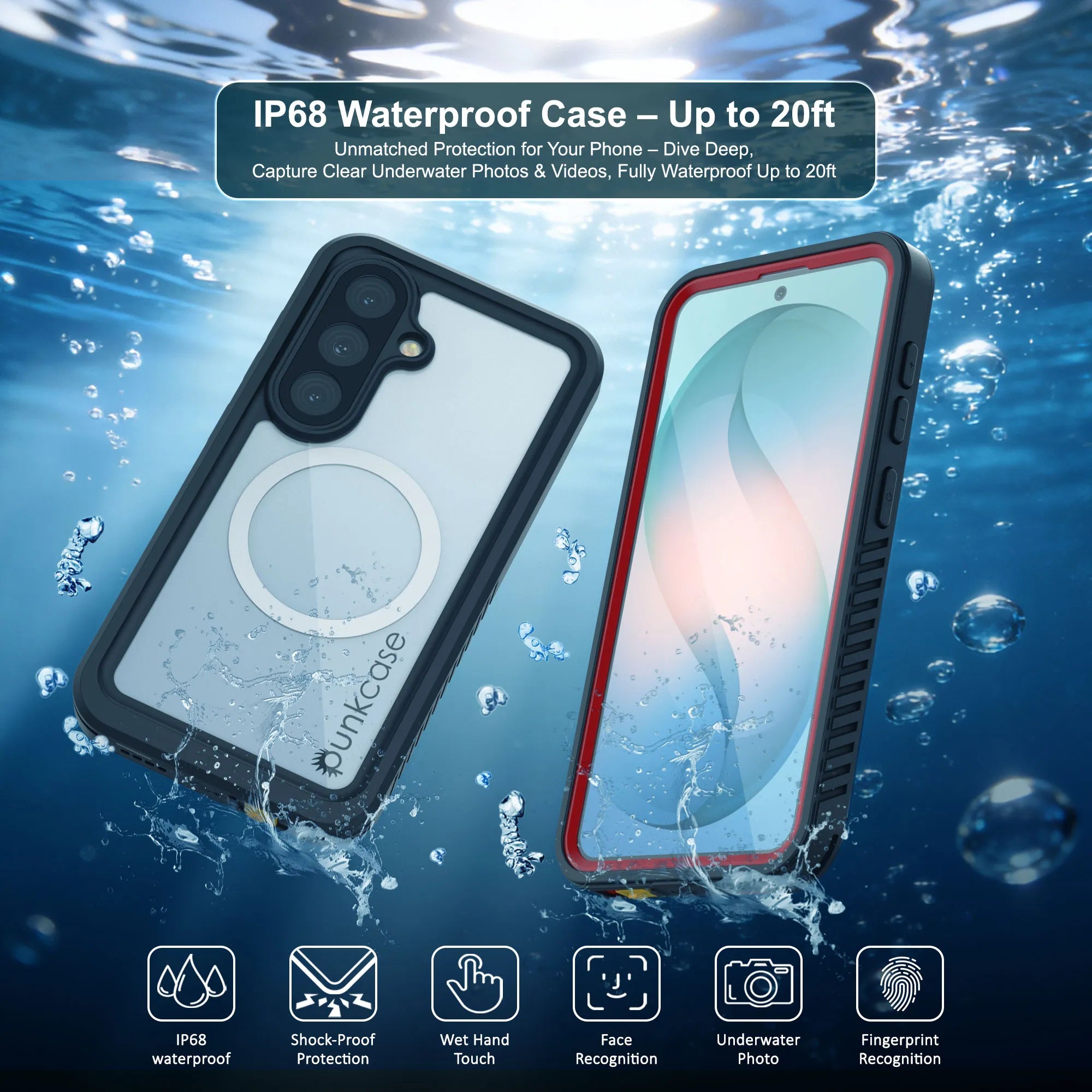 Galaxy S26 Waterproof Case, Punkcase [Extreme Mag Series] Armor Cover W/ Built In Screen Protector [Red]