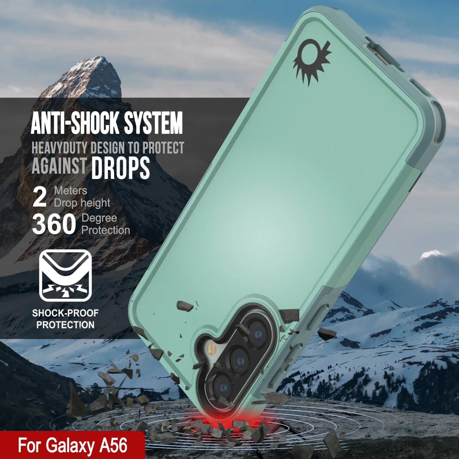 PunkCase Galaxy A56 Case, [Spartan 2.0 Series] Clear Rugged Heavy Duty Cover [Teal]