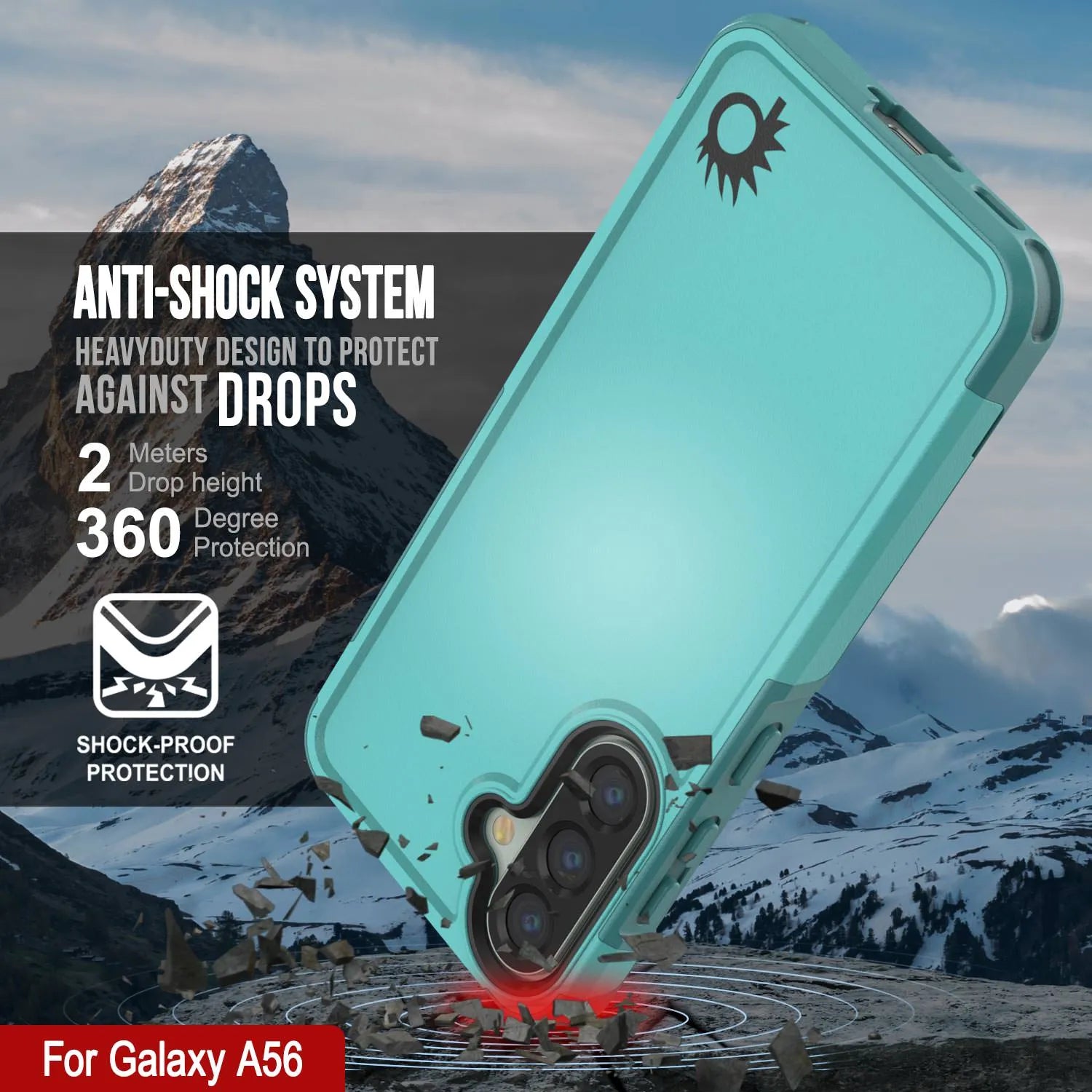 PunkCase Galaxy A56 Case, [Spartan 2.0 Series] Clear Rugged Heavy Duty Cover [Light Blue]