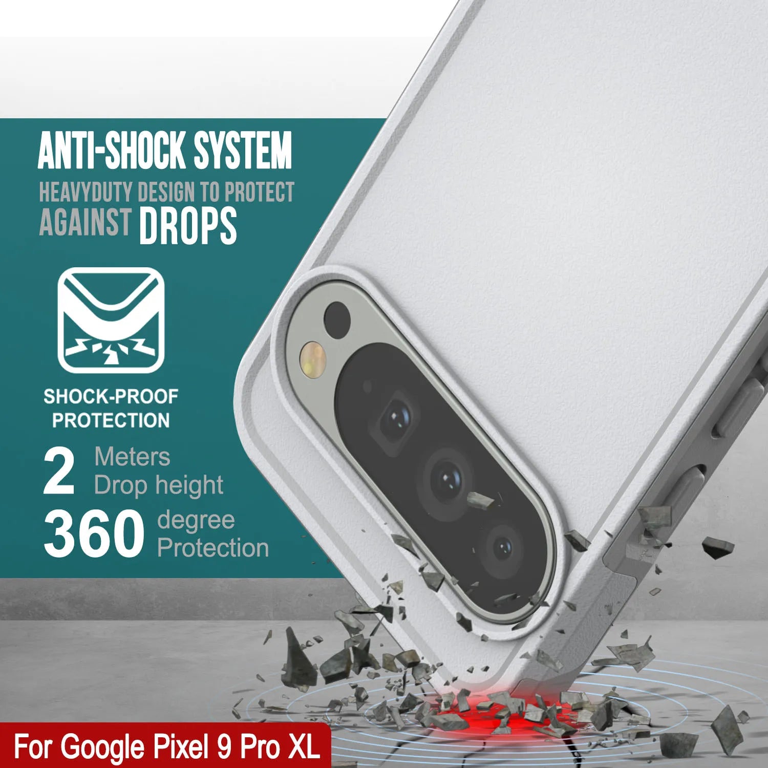PunkCase Google Pixel 9 Pro XL Case, [Spartan 2.0 Series] Clear Rugged Heavy Duty Cover W/Built in Screen Protector [White]