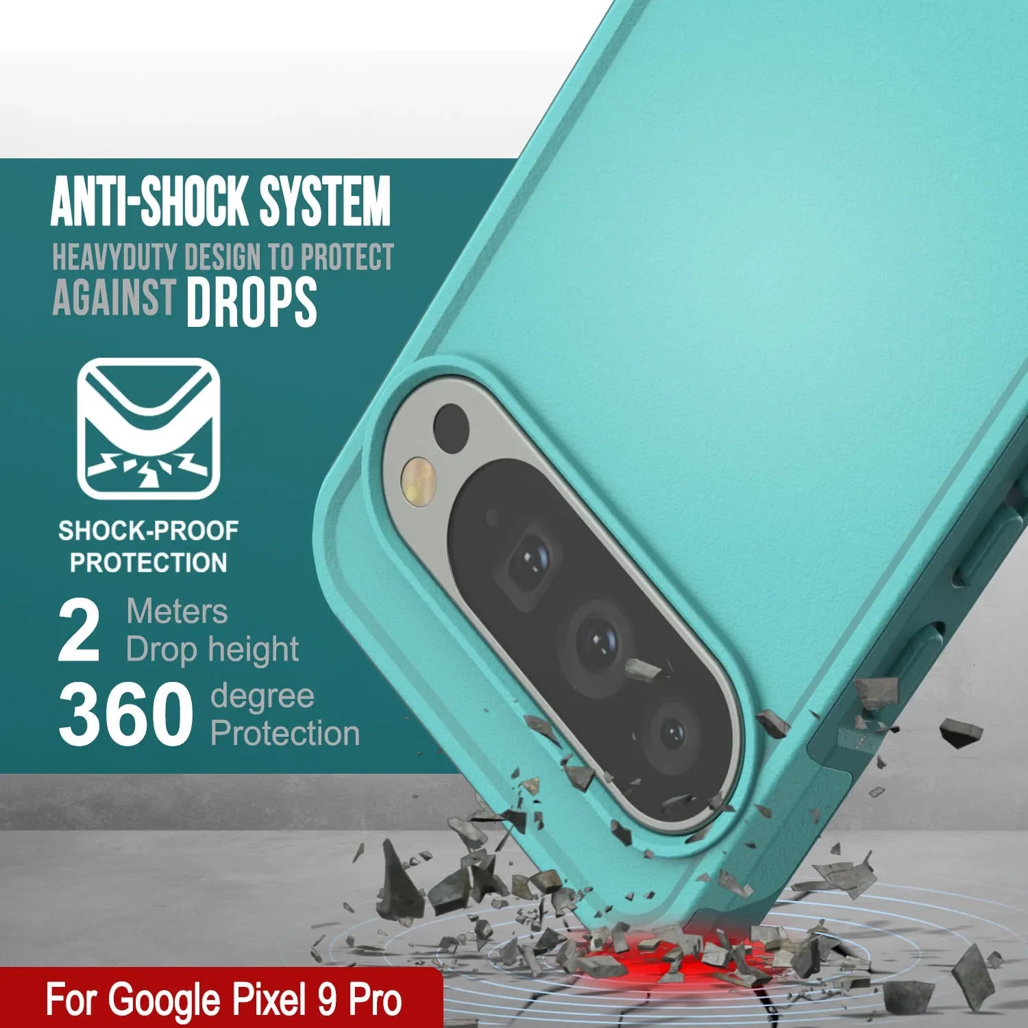 PunkCase Google Pixel 9 Pro Case, [Spartan 2.0 Series] Clear Rugged Heavy Duty Cover W/Built in Screen Protector [Blue]