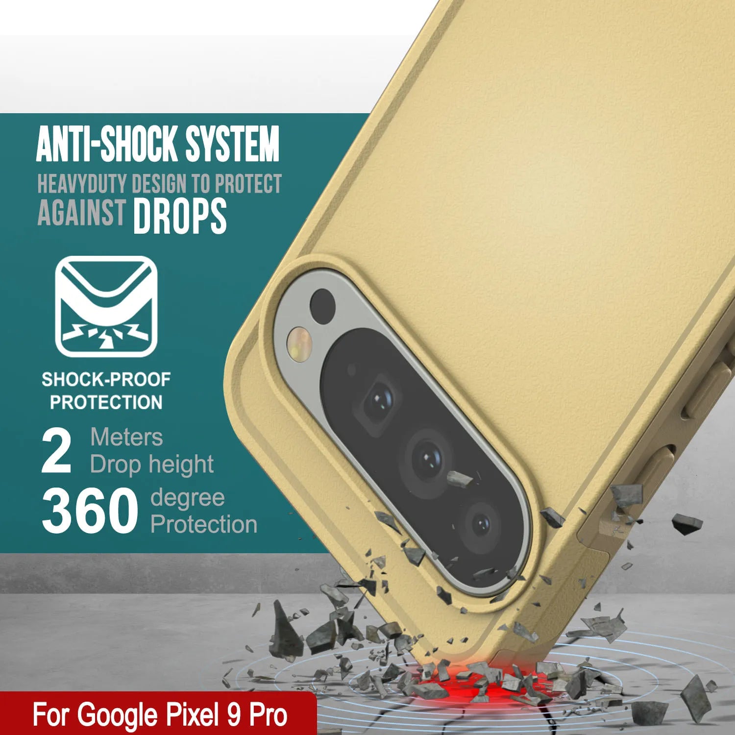 PunkCase Google Pixel 9 Pro Case, [Spartan 2.0 Series] Clear Rugged Heavy Duty Cover W/Built in Screen Protector [Yellow]
