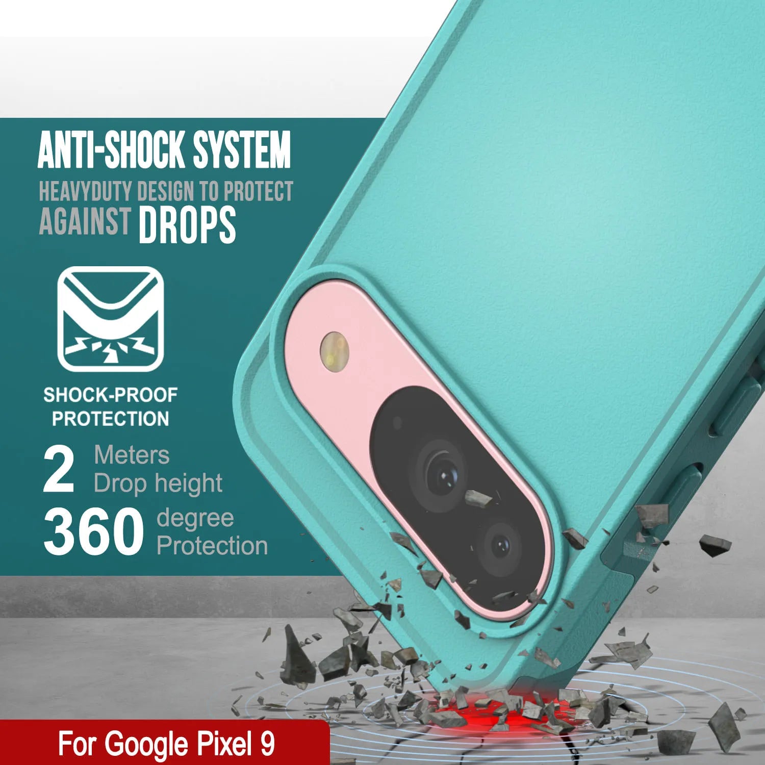 PunkCase Google Pixel 9 Case, [Spartan 2.0 Series] Clear Rugged Heavy Duty Cover W/Built in Screen Protector [Blue]