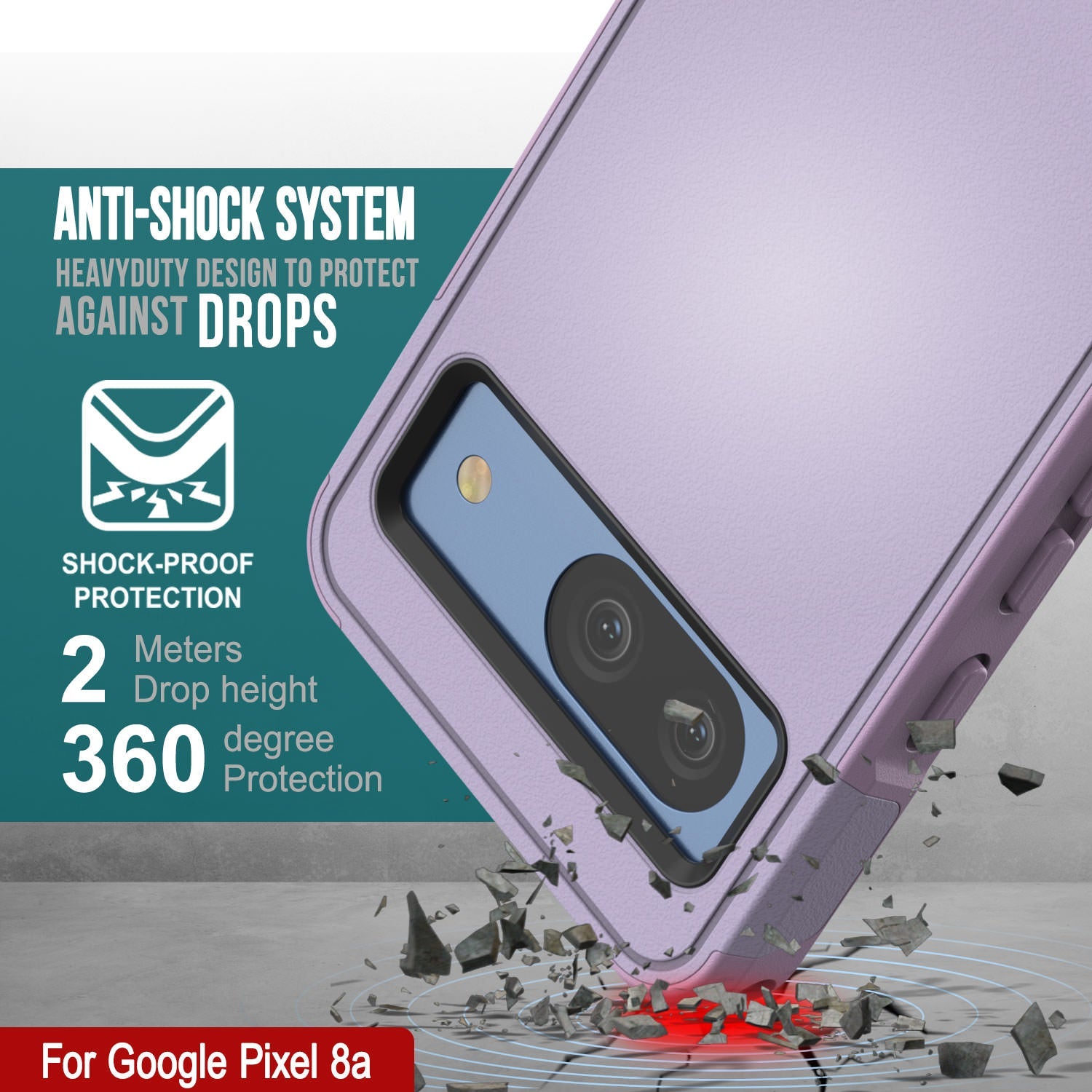 PunkCase Google Pixel 9 Pro Case, [Spartan 2.0 Series] Clear Rugged Heavy Duty Cover W/Built in Screen Protector [Lilac]