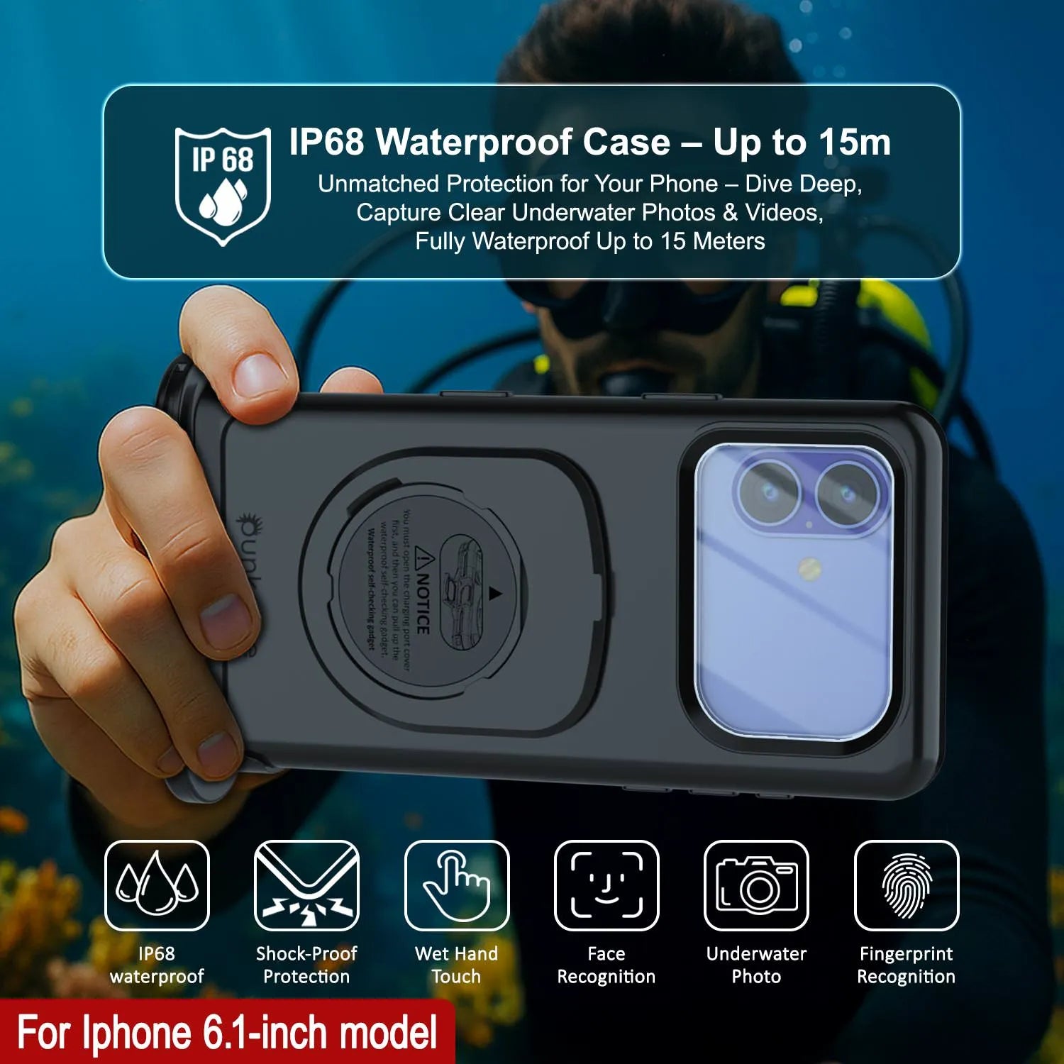 Punkcase Universal 2.0 Waterproof Phone Case for 6.1–6.3" [Black]