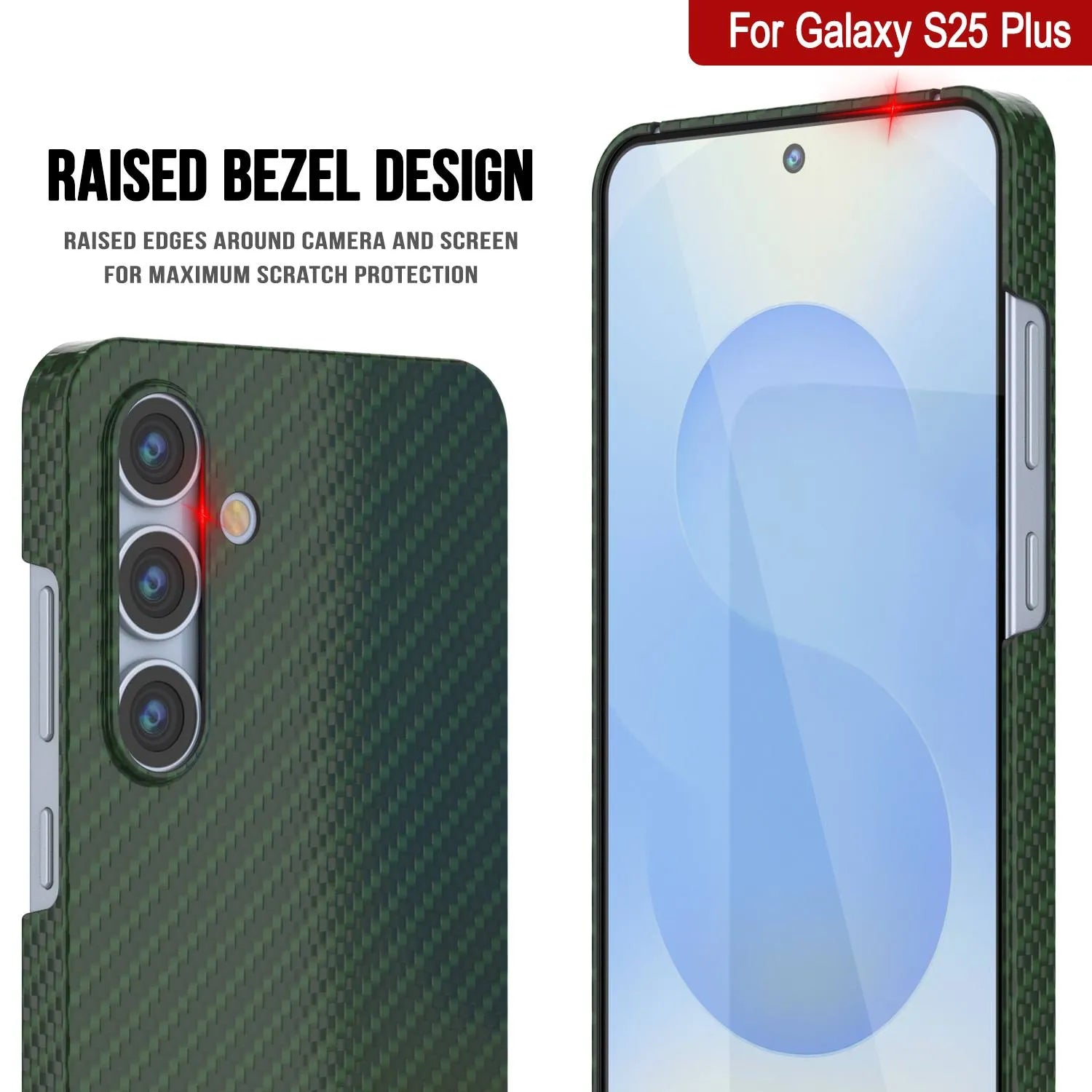 Punkcase Galaxy S25 Plus Carbon Fiber Case [AramidShield Series] Ultra Slim & Light Kevlar [Green]