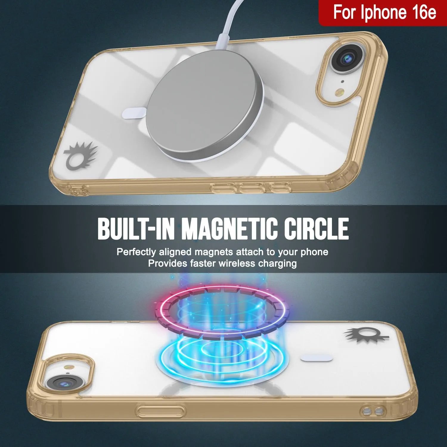 Punkcase iPhone 16e Magnetic Wireless Charging Case [ClearMag Series][Gold]
