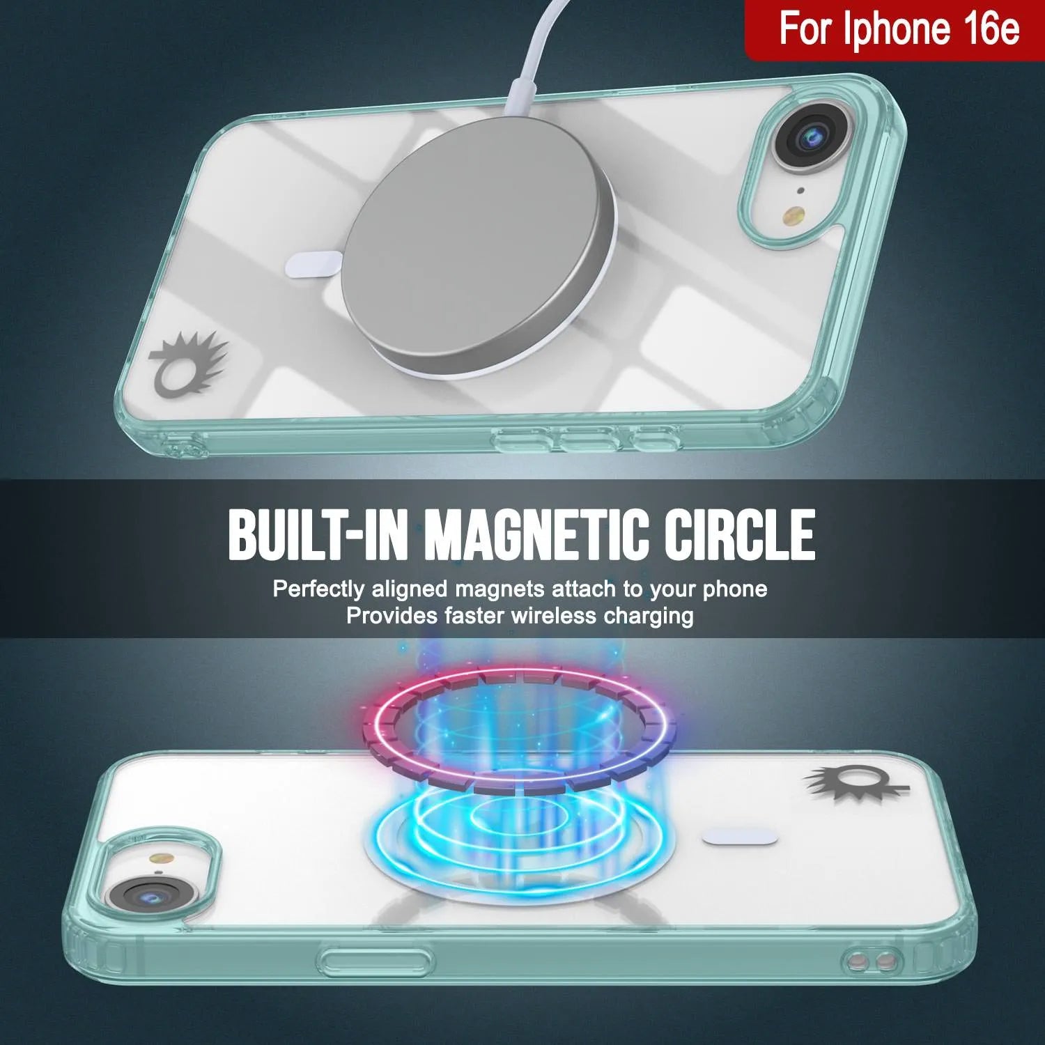 Punkcase iPhone 16e Magnetic Wireless Charging Case [ClearMag Series][Teal]
