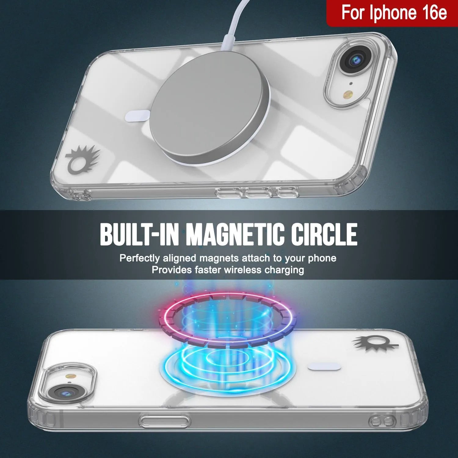 Punkcase iPhone 16e Magnetic Wireless Charging Case [ClearMag Series][Clear]