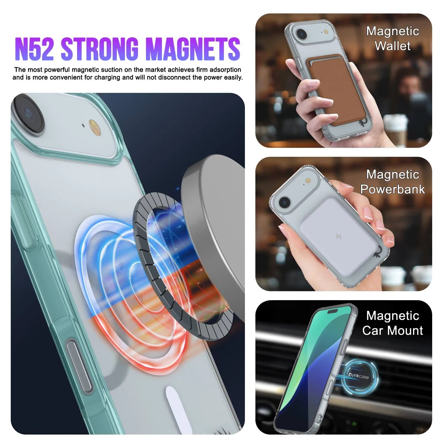Punkcase iPhone 17 Air Magnetic Wireless Charging Case [ClearMag Series][Teal]