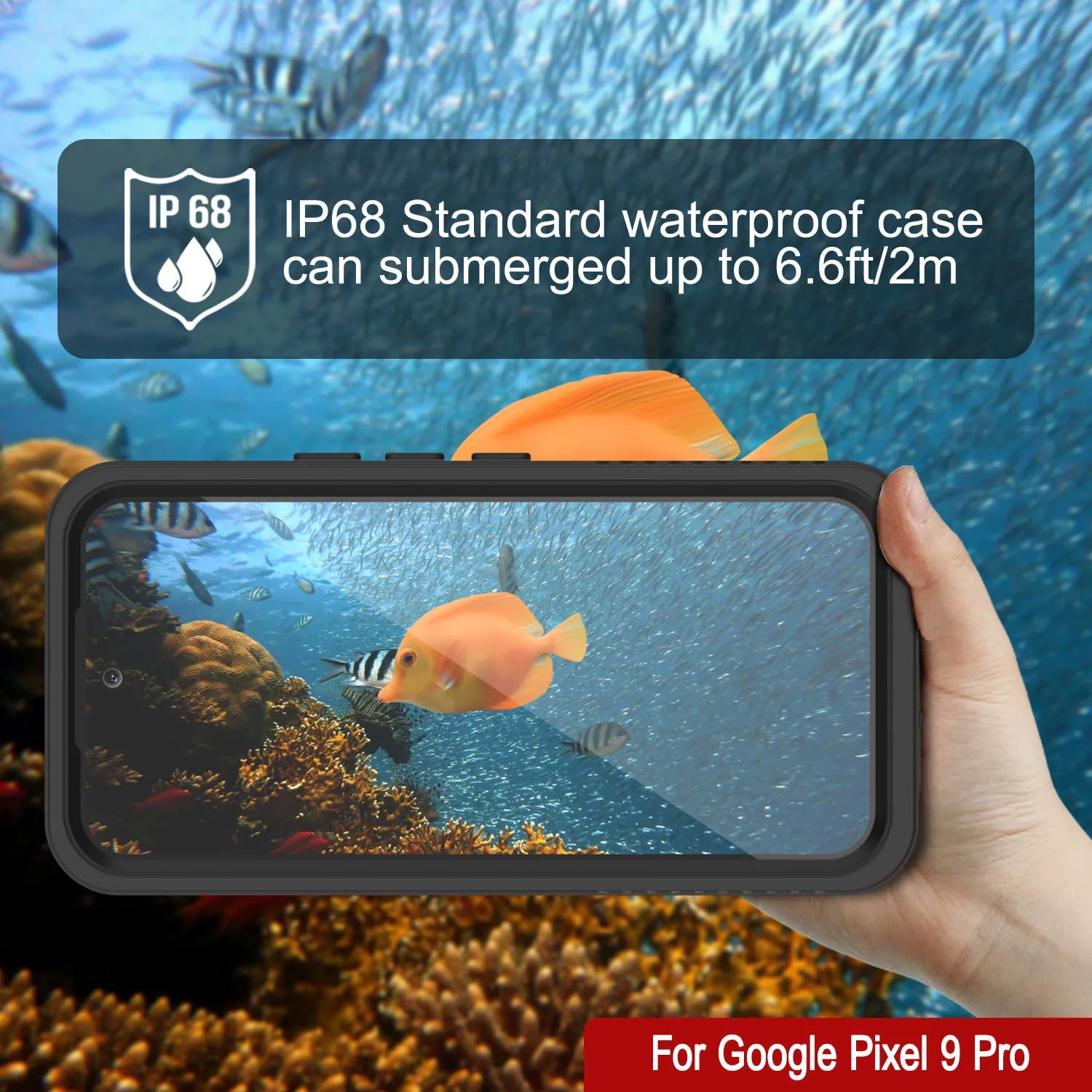 Google Pixel 9 Pro Waterproof Case, Punkcase [Extreme Series] Armor Cover W/ Built In Screen Protector [Black]