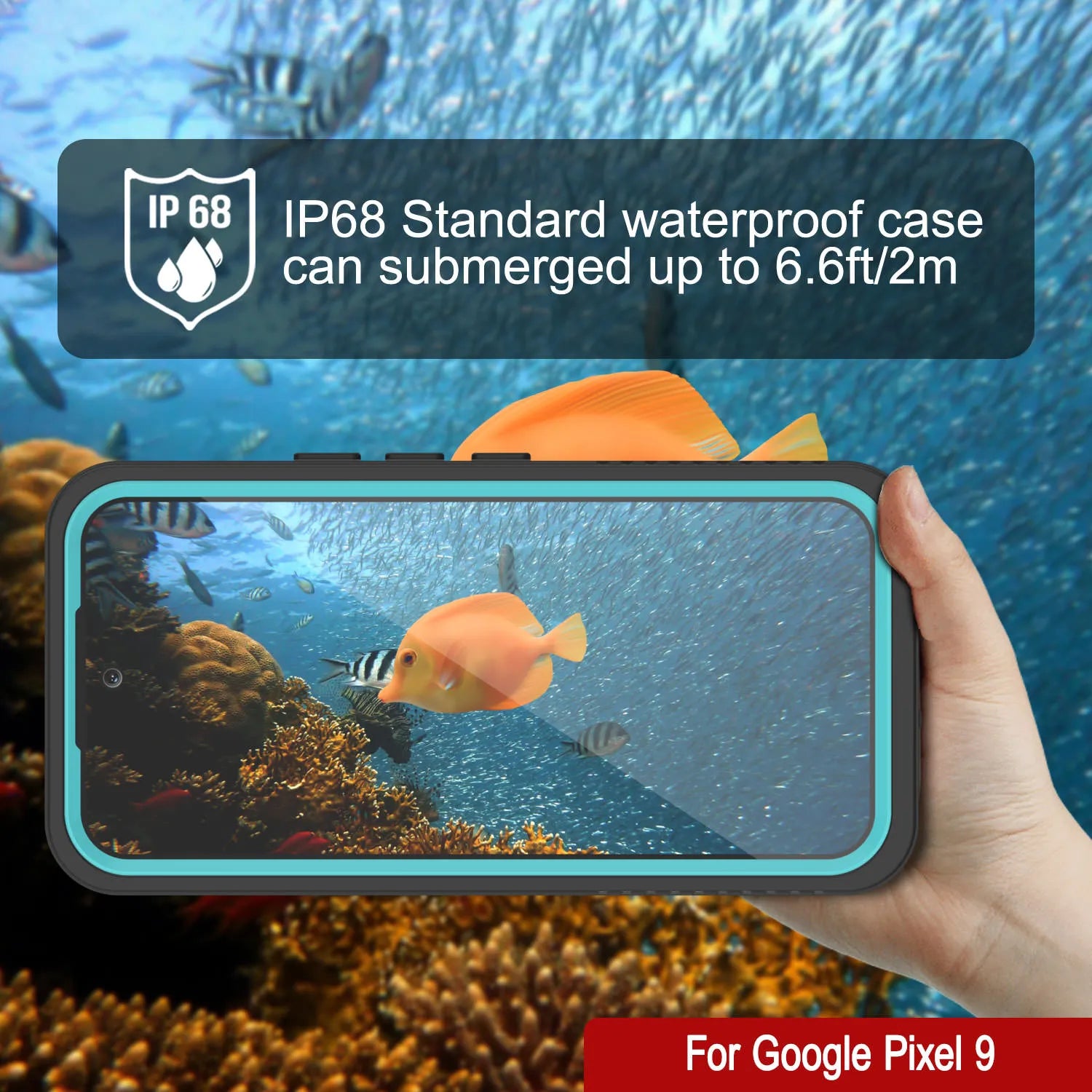 Google Pixel 9  Waterproof Case, Punkcase [Extreme Series] Armor Cover W/ Built In Screen Protector [Teal]