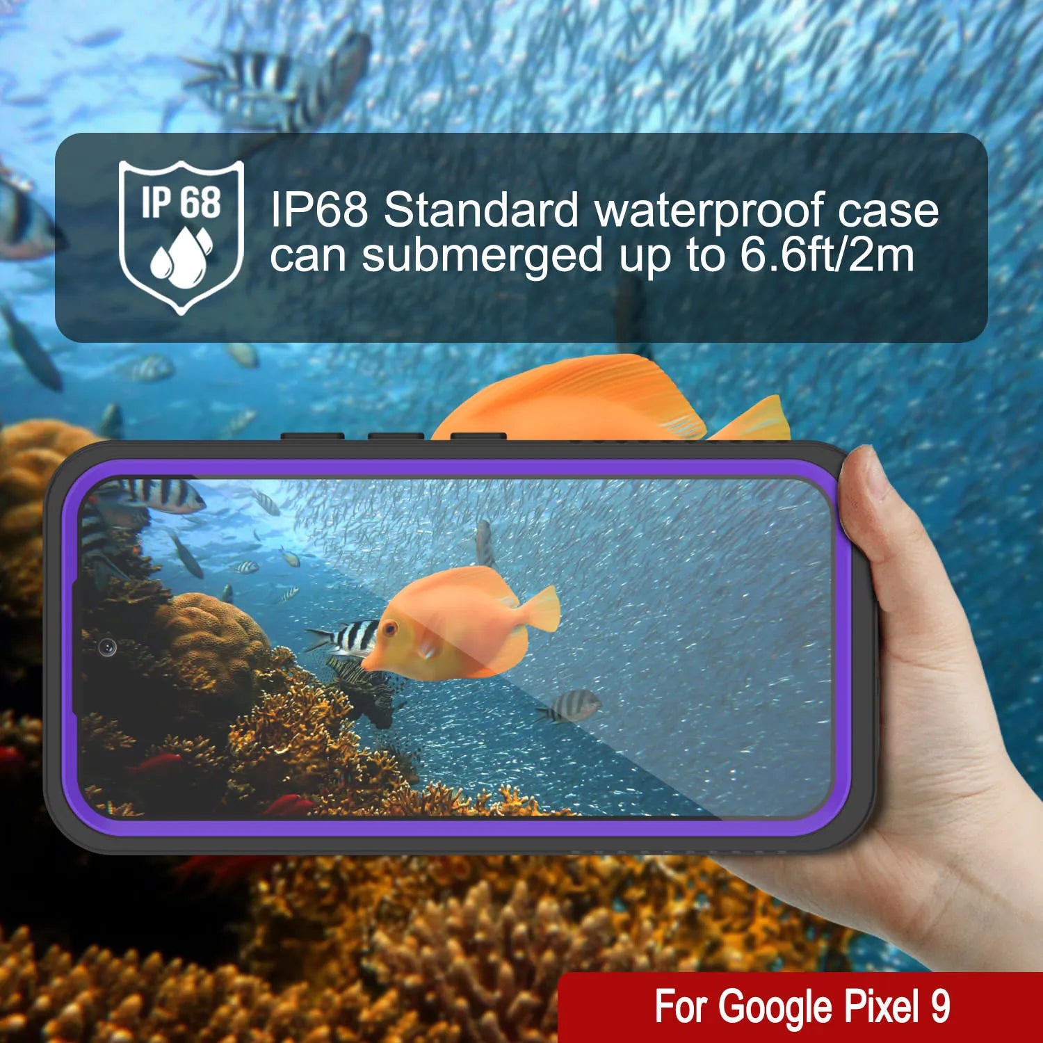 Google Pixel 9  Waterproof Case, Punkcase [Extreme Series] Armor Cover W/ Built In Screen Protector [Purple]