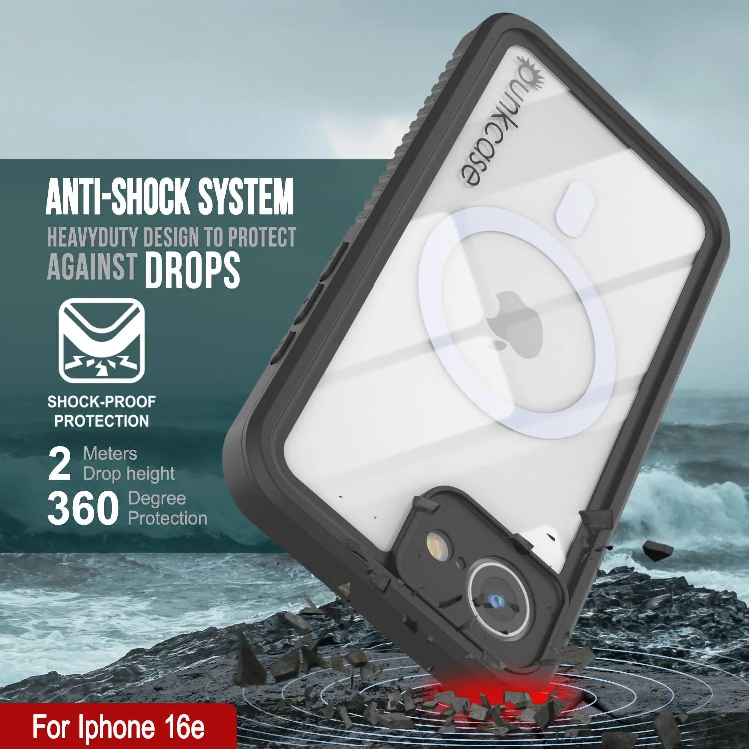 iPhone 16e  Waterproof Case, Punkcase [Extreme Mag Series] Armor Cover W/ Built In Screen Protector [Green]