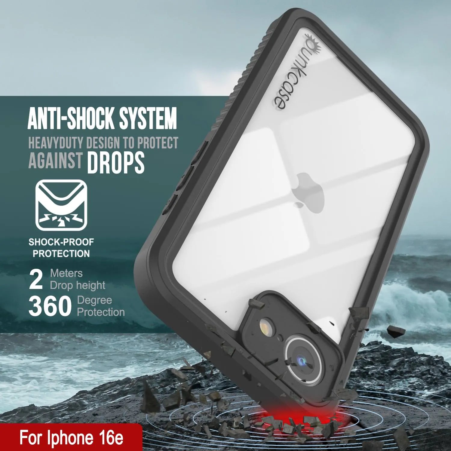 iPhone 16e Waterproof Case, Punkcase [Extreme Series] Armor Cover W/ Built In Screen Protector [Light Green]