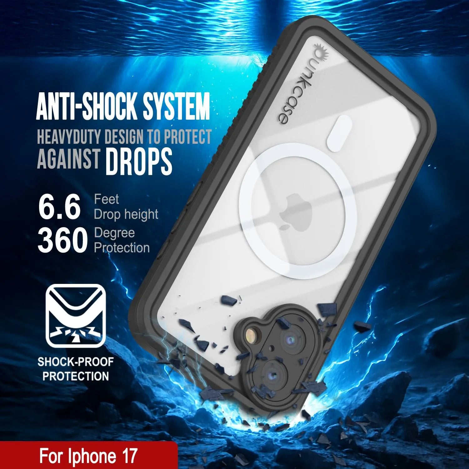 iPhone 17  Waterproof Case, Punkcase [Extreme Mag Series] Armor Cover W/ Built In Screen Protector [Teal]