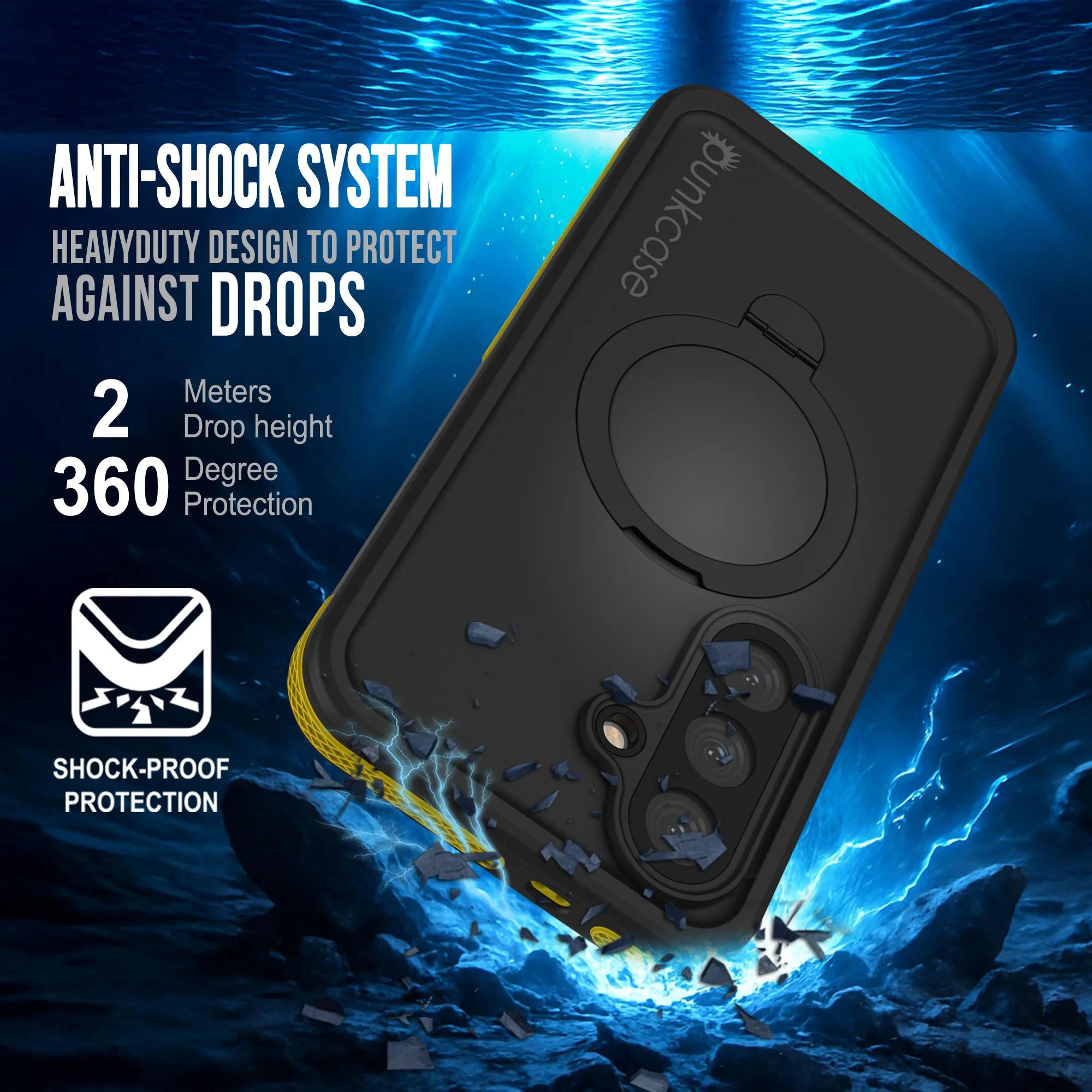 Galaxy S26 Plus Waterproof Case [Kickstud 2.0 Series] Protective IP68 Cover W/Screen Protector & Kickstand [Yellow]