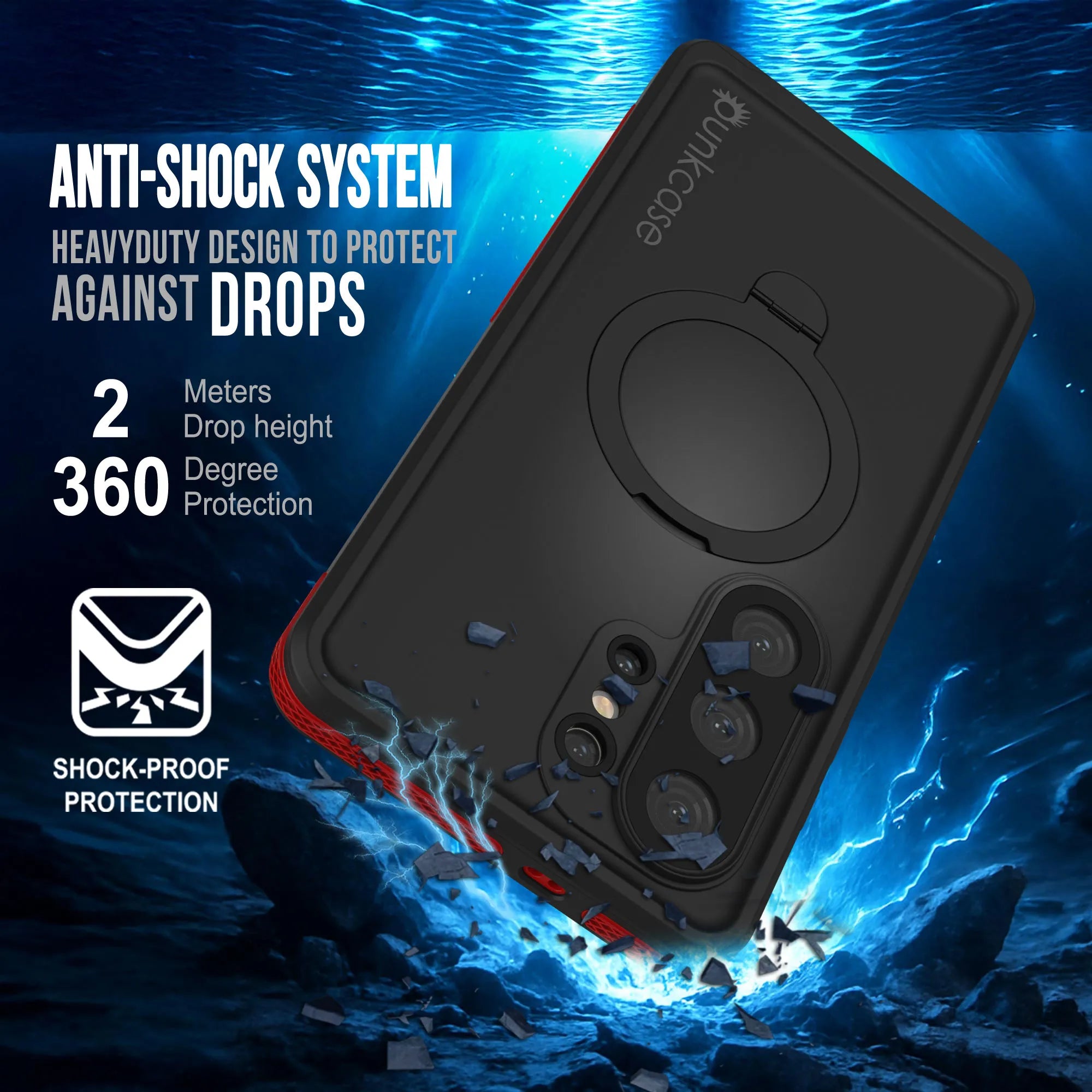 Galaxy S26 Ultra Waterproof Case [Kickstud 2.0 Series] Protective IP68 Cover W/Screen Protector & Kickstand [Red]