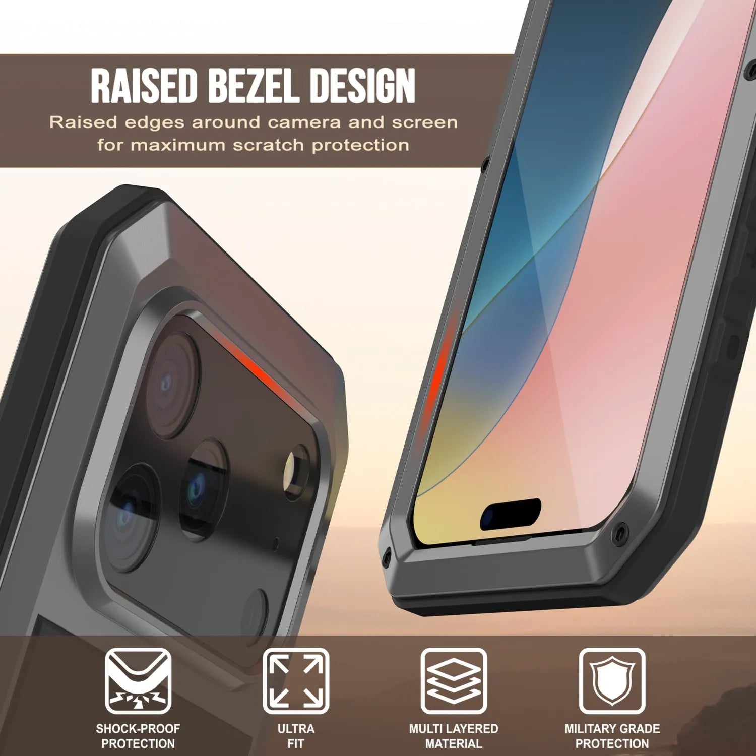 iPhone 17 Pro Max Metal Case, Heavy Duty Military Grade Armor Cover [shock proof] Full Body Hard [Silver]